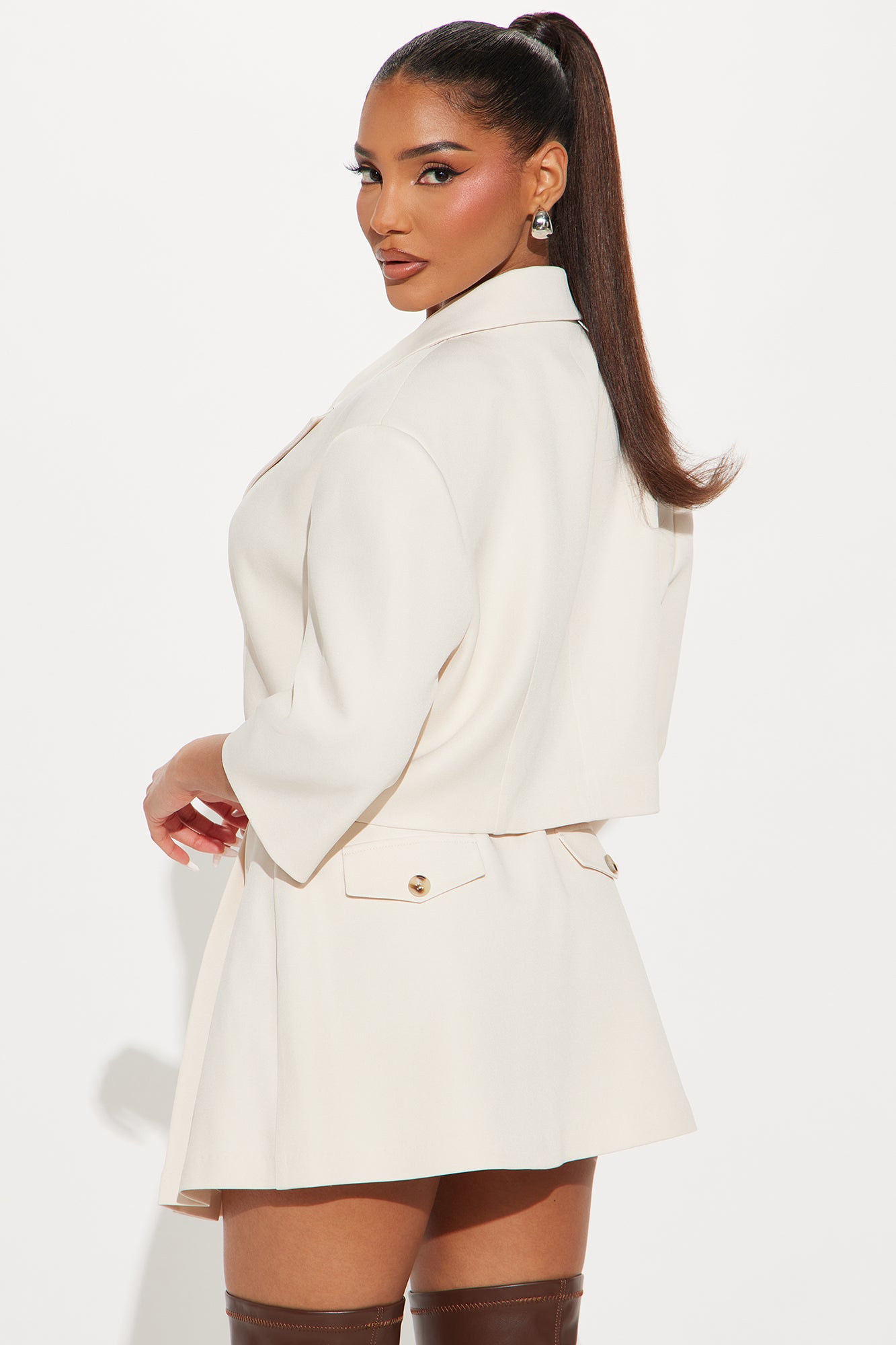 Chick in Command Skort Set - Cream - Image 3