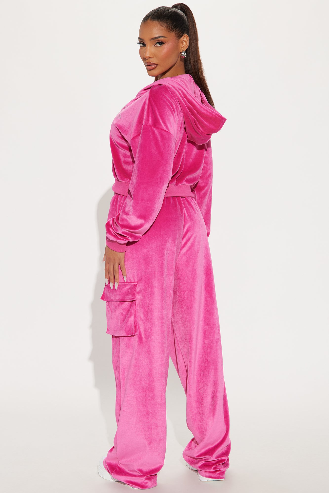 Saint Rhinestone Velour Pant Set - Pink - Image 4