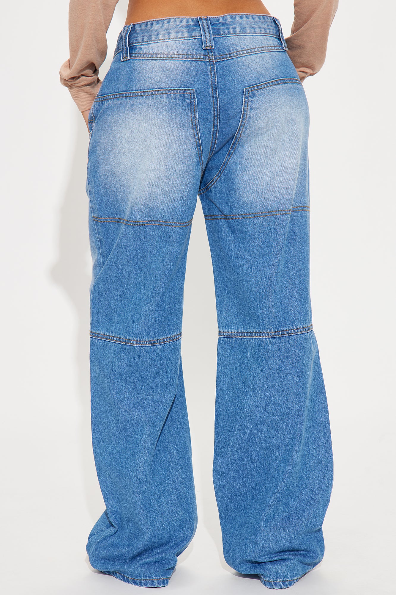 Anissa Non Stretch Seaming Wide Leg Jeans - Medium Wash - Image 3