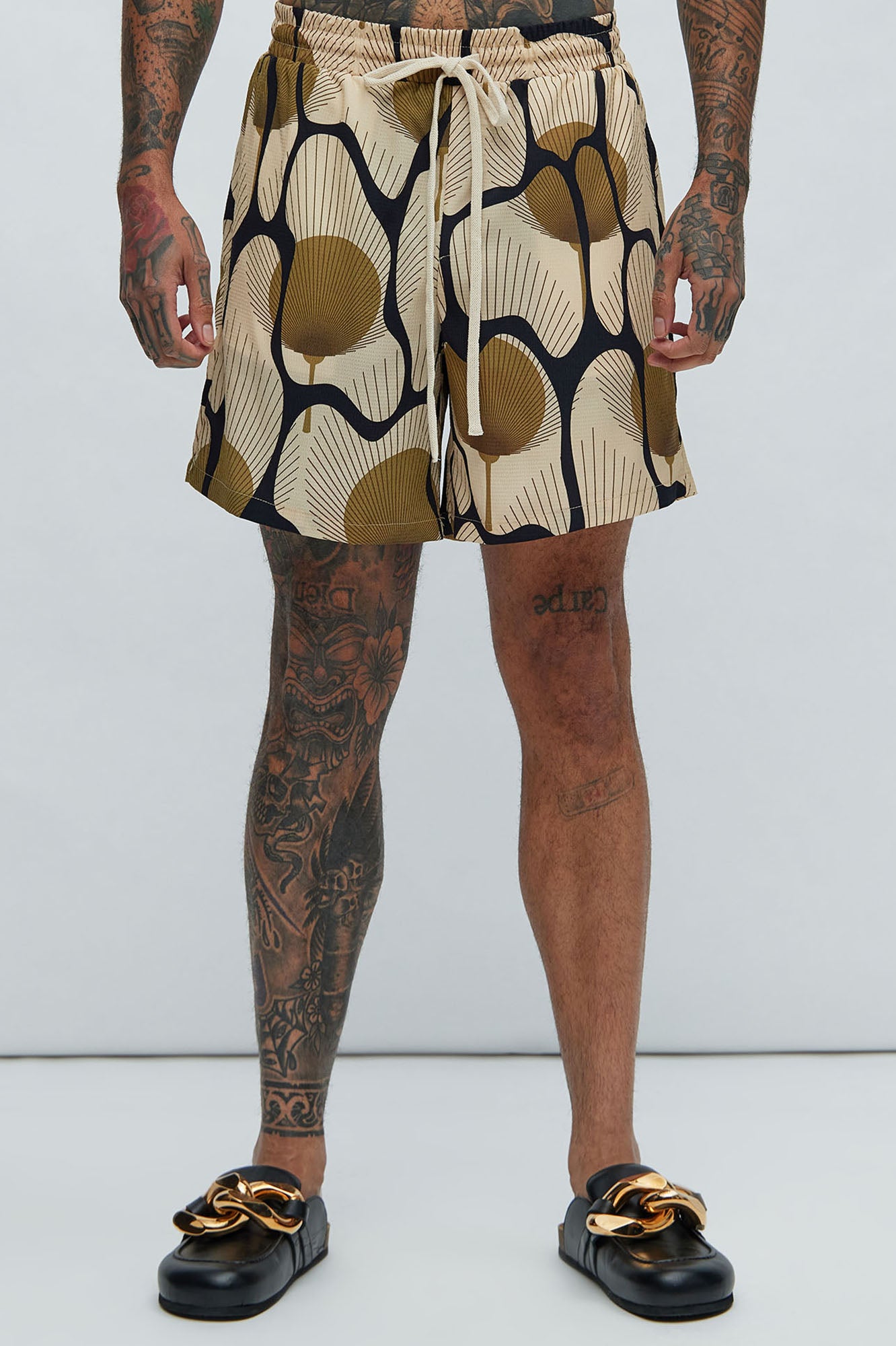 Sahara Textured Warmup Shorts - Tan/Multi - Image 3
