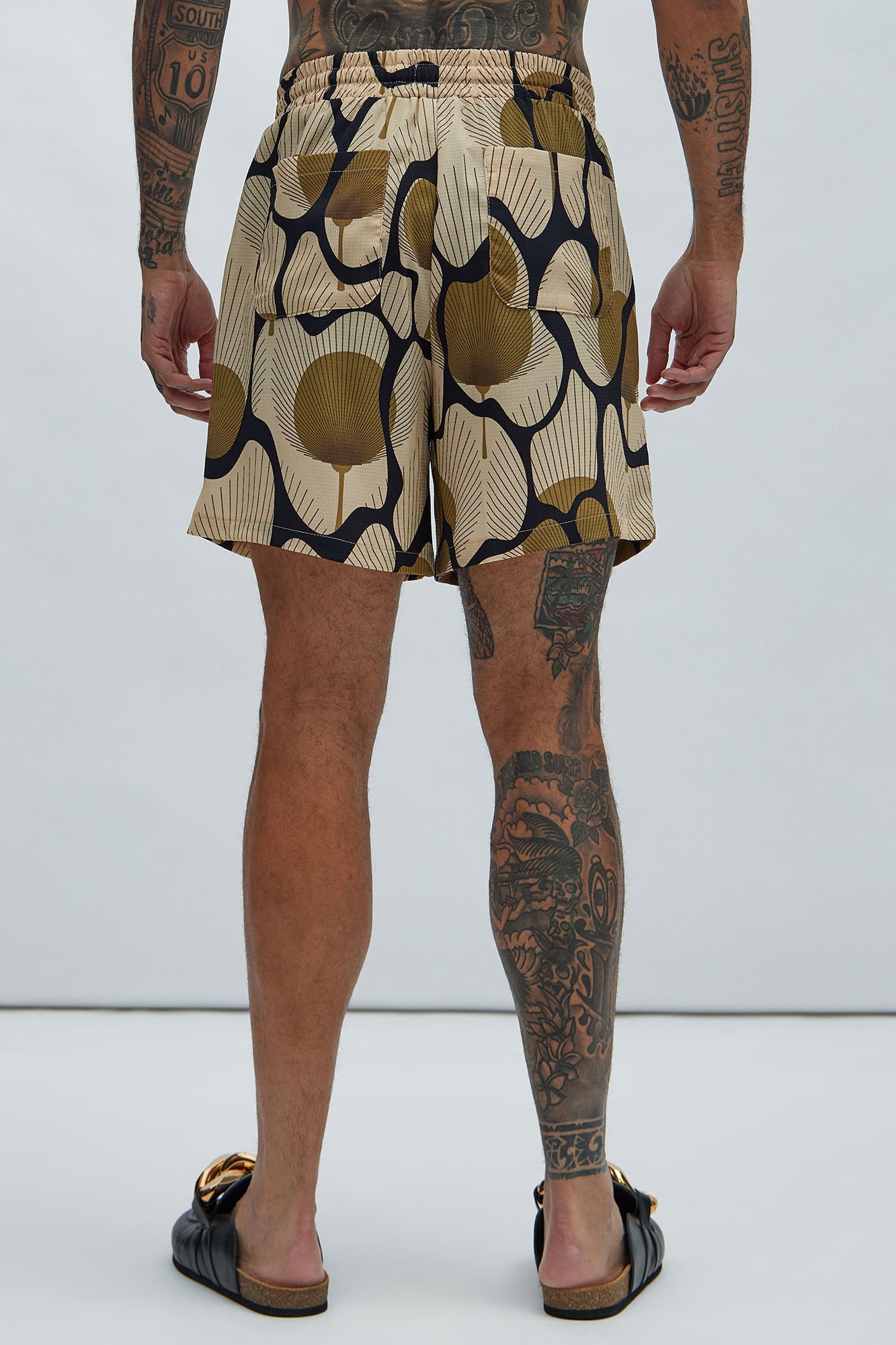 Sahara Textured Warmup Shorts - Tan/Multi - Image 4