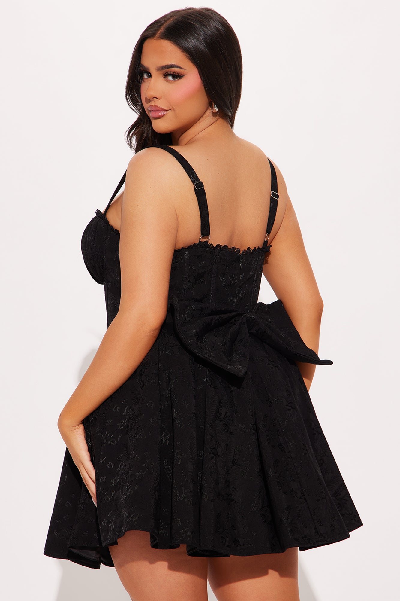 Dorella Pleated Corset Mini Dress - Black - Image 7