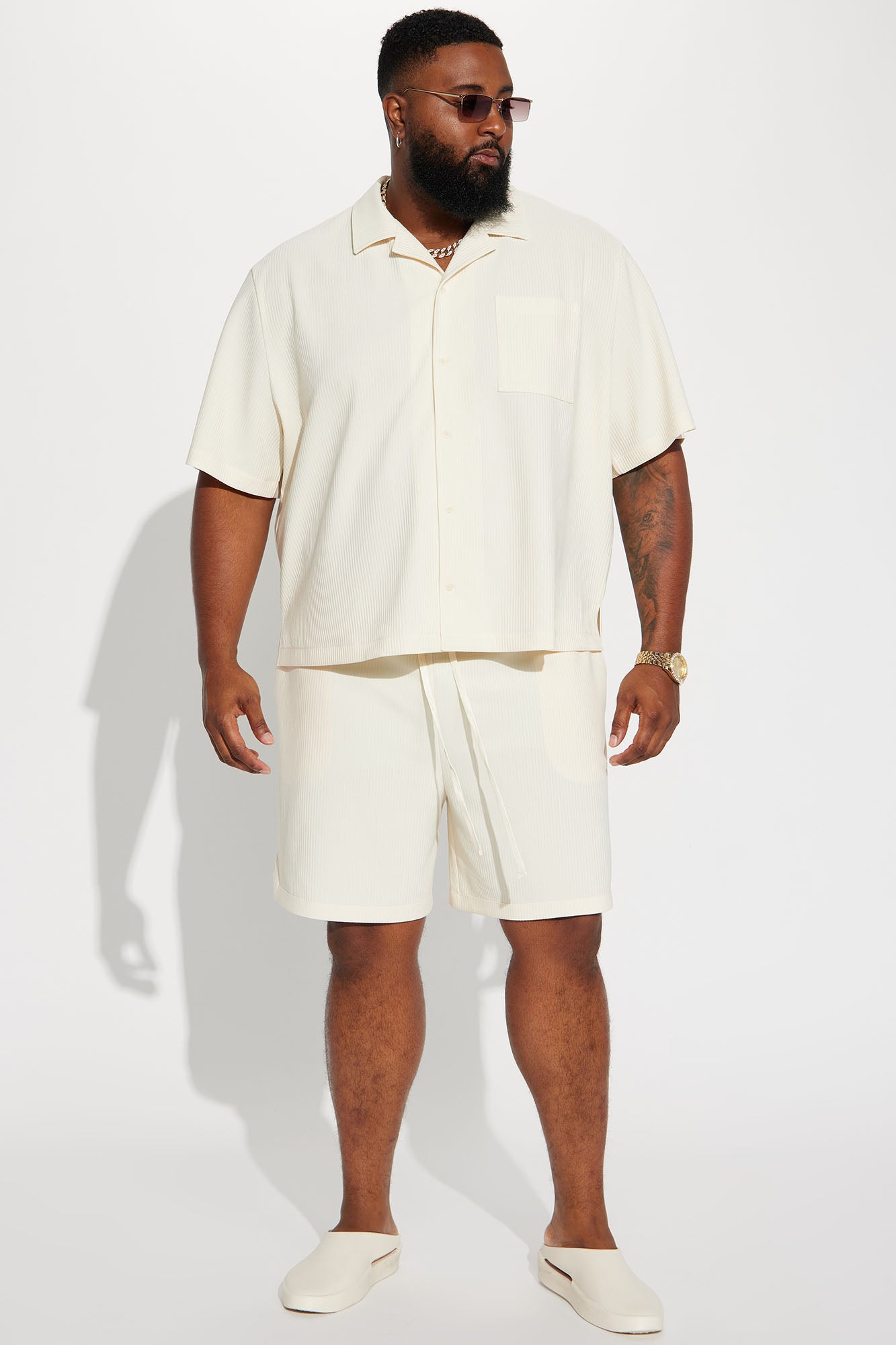 Show Up Short Sleeve Cuban Shirt - Off White - Image 7
