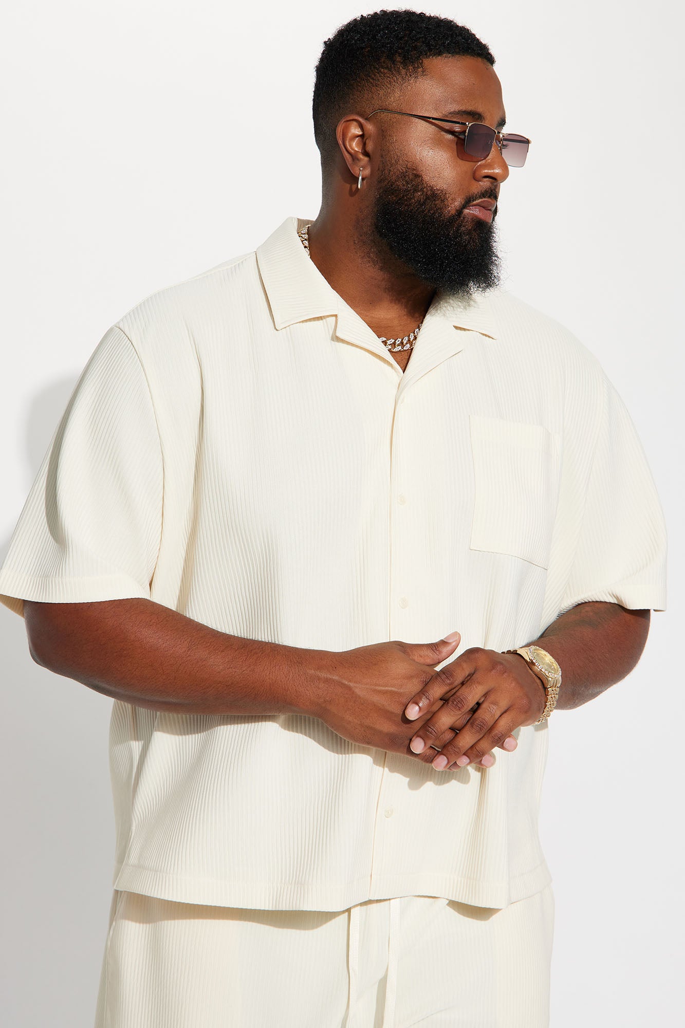 Show Up Short Sleeve Cuban Shirt - Off White - Image 6