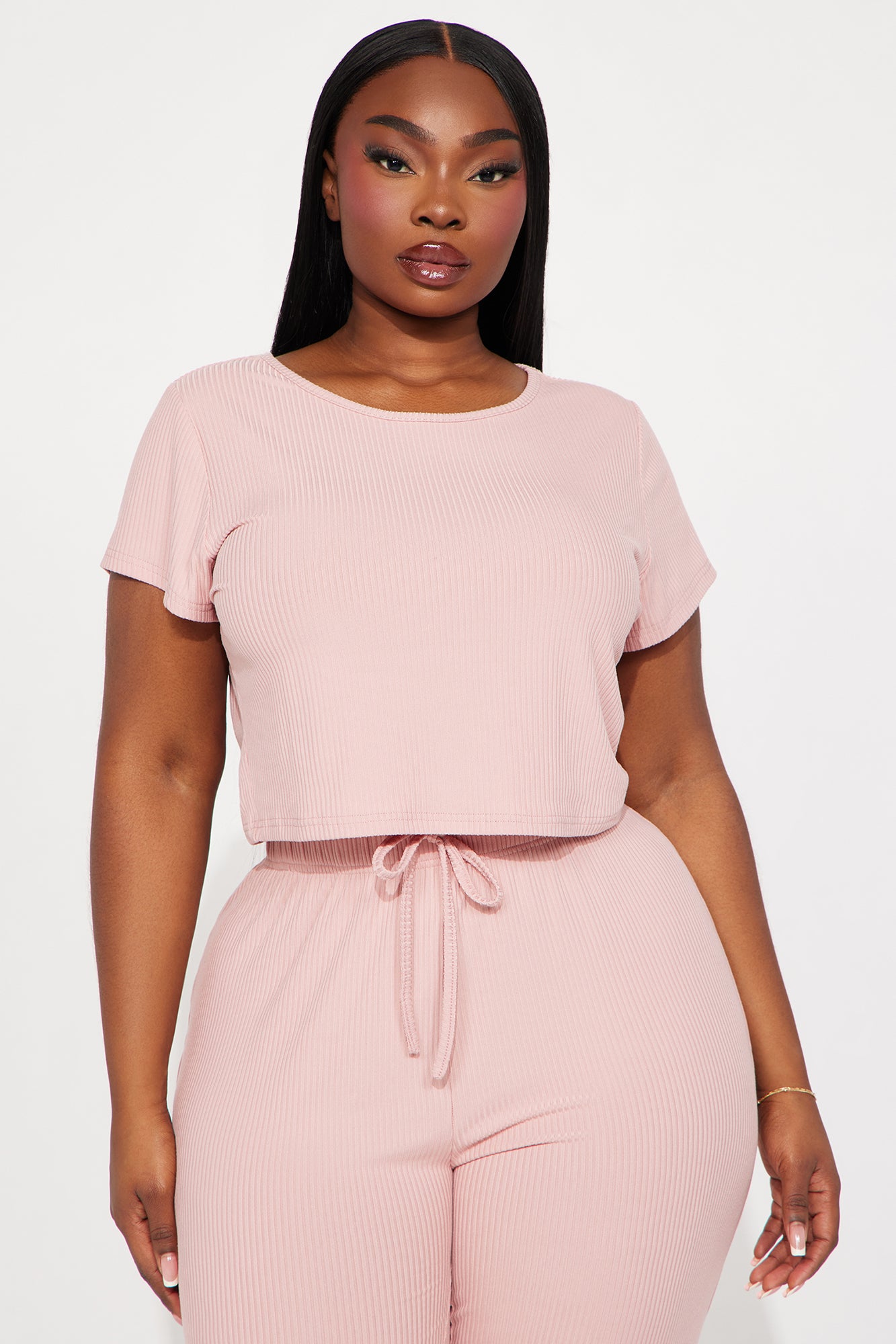 We Go Together Ribbed PJ Jogger Set - Blush - Image 5