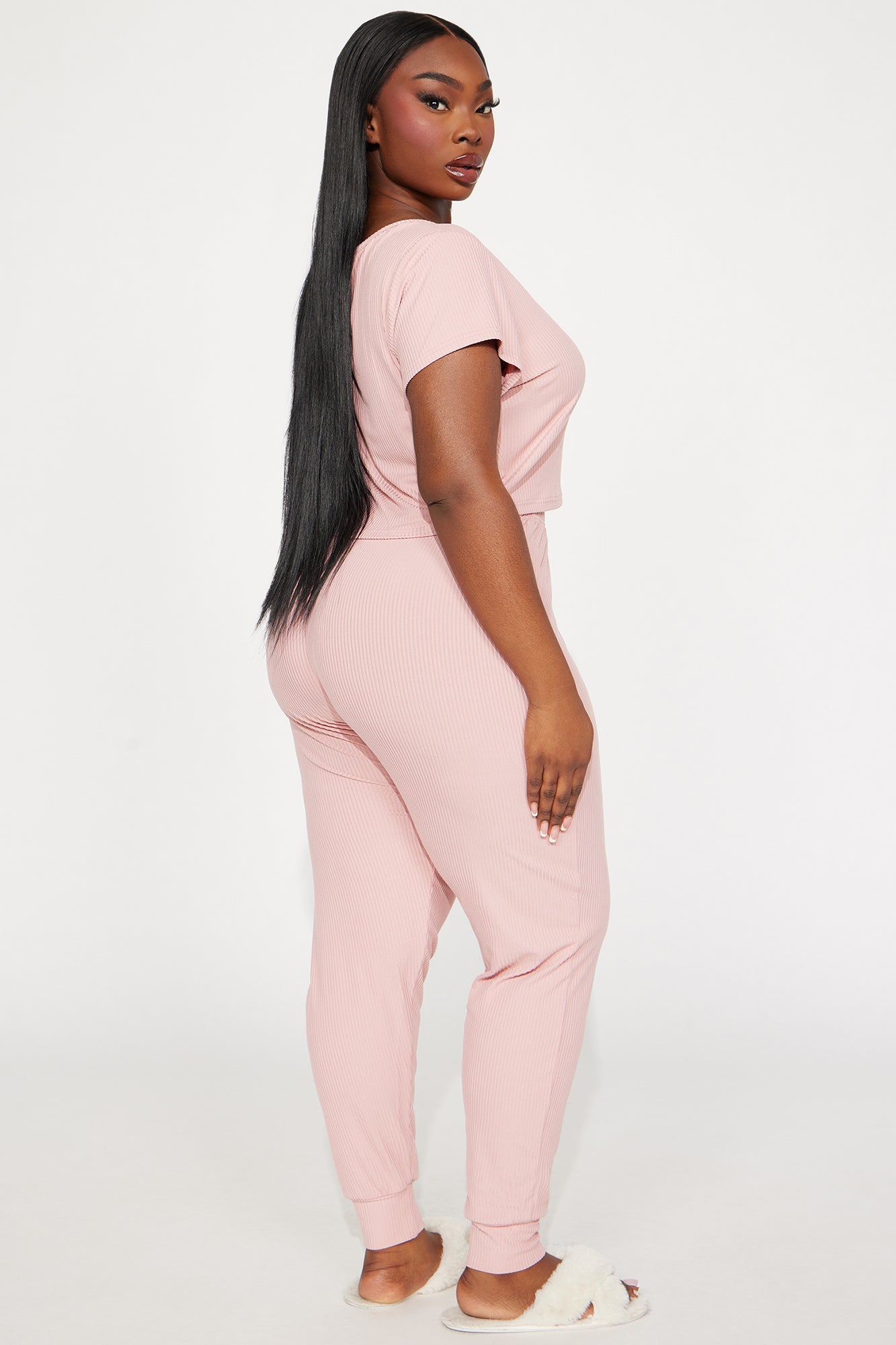 We Go Together Ribbed PJ Jogger Set - Blush - Image 6