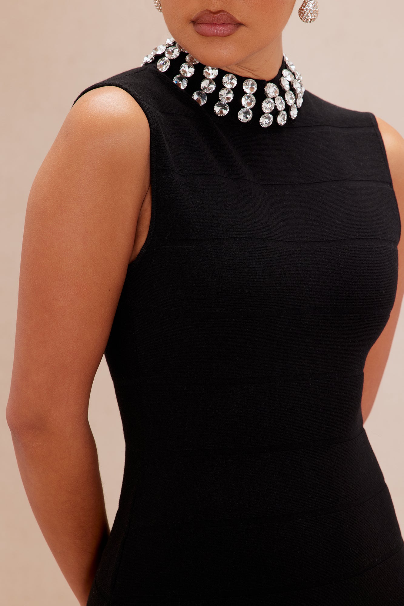 Amelia Embellished Sweater Maxi Dress - Black - Image 3