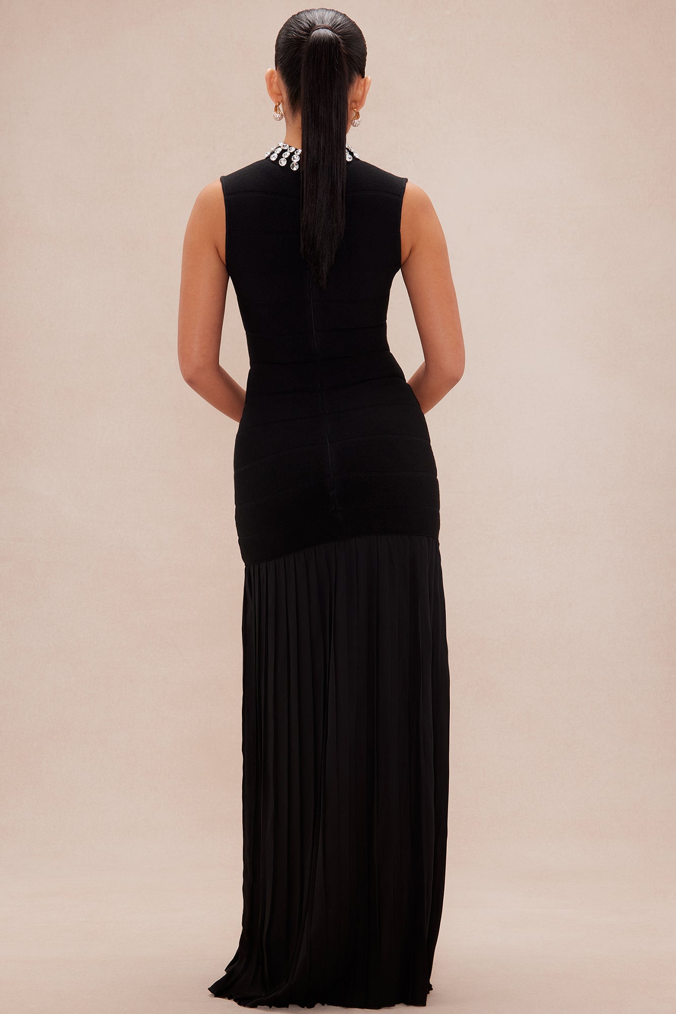 Amelia Embellished Sweater Maxi Dress - Black - Image 4