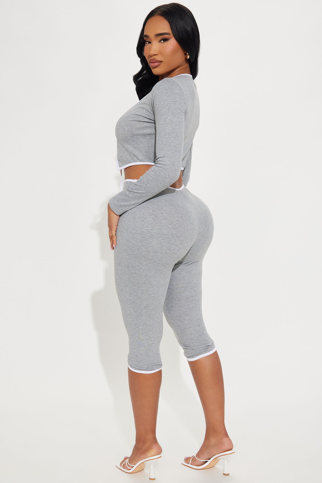 Camille Capri Pant Set - Heather Grey - Image 3