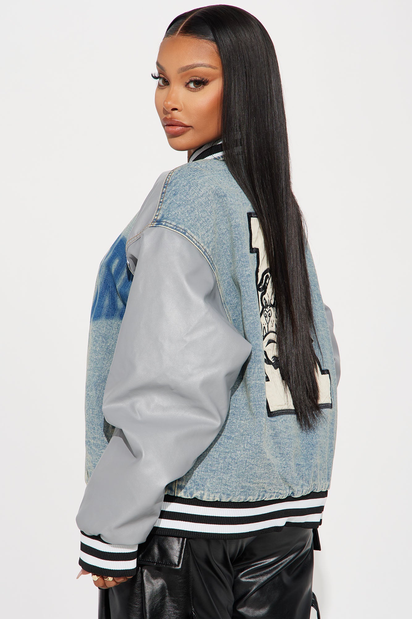 New York Team Varsity Jacket - Light Wash - Image 4