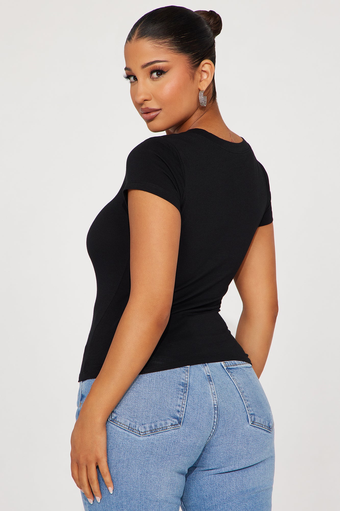 Alyssa Crew Neck Top - Black - Image 3
