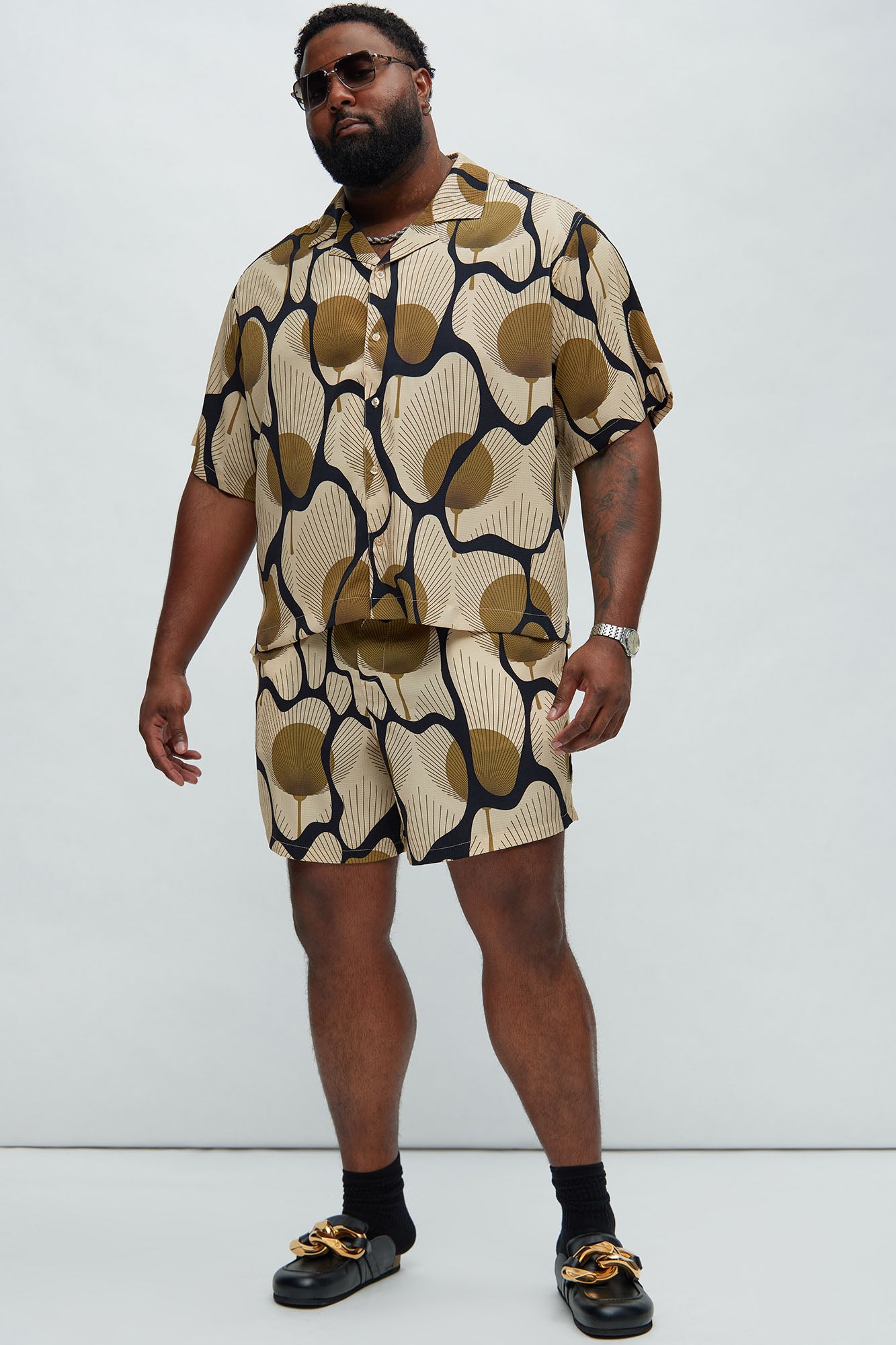 Sahara Textured Warmup Shorts - Tan/Multi - Image 6