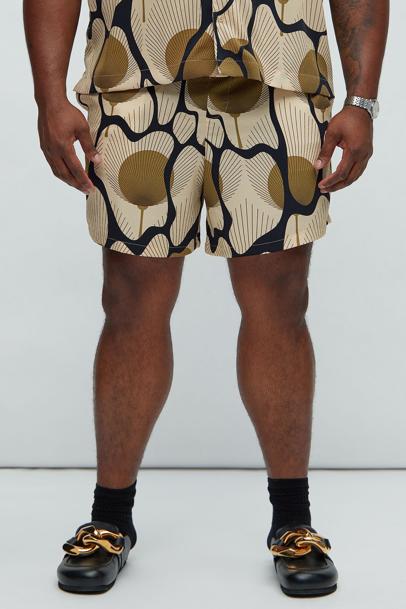 Sahara Textured Warmup Shorts - Tan/Multi - Image 5