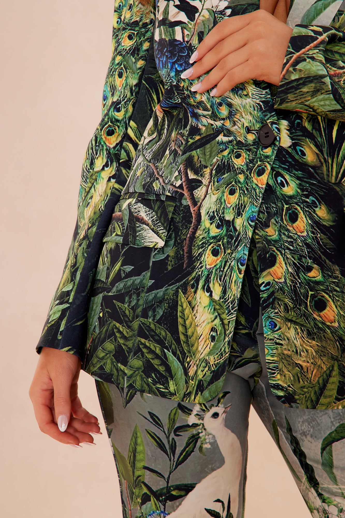 Amanza Blazer Suit Set - Green/combo - Image 5
