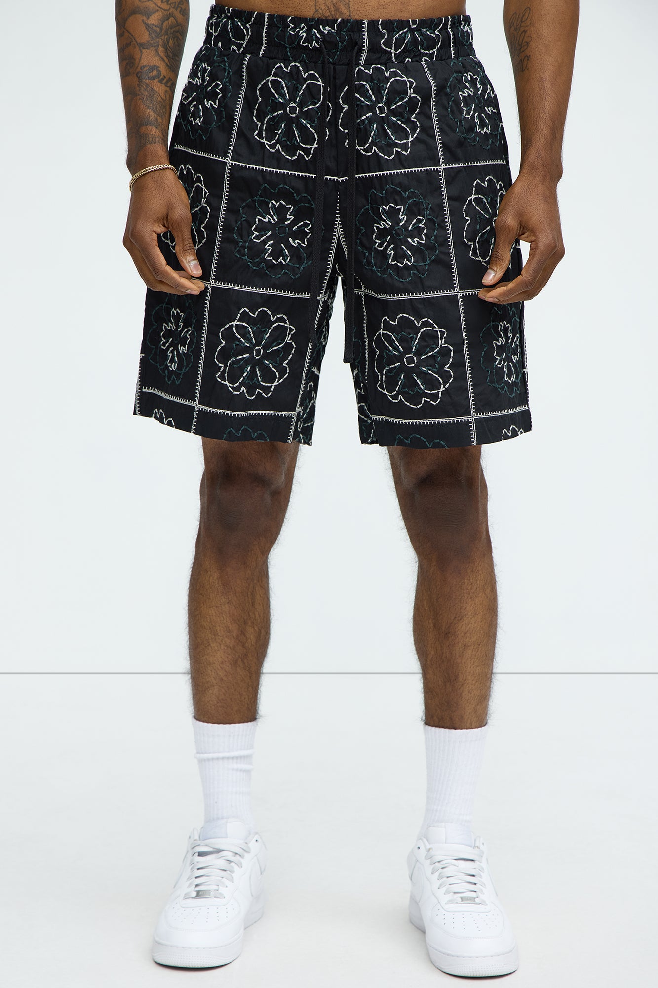 Tropical Bloom Cotton Shorts - Black/combo - Image 3