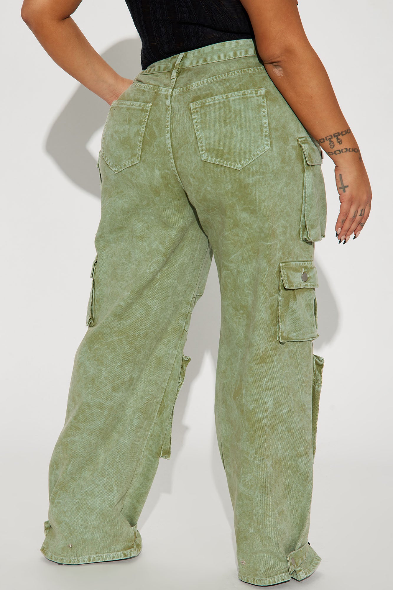 Billie Low Slung Cargo Jeans - Green - Image 7