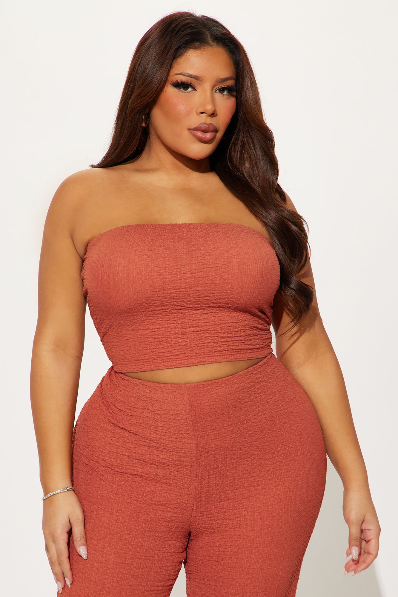 Alexis Textured 3 Piece Pant Set - Rust - Image 6