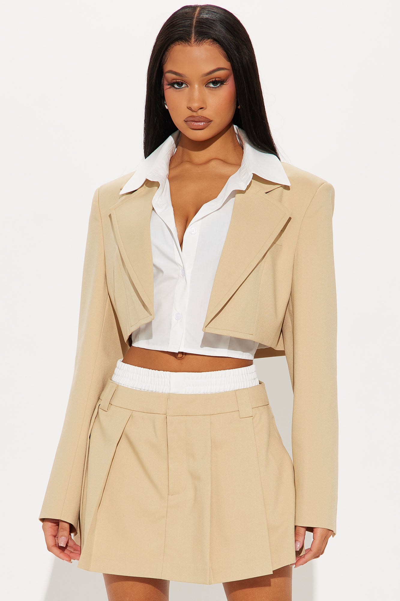 Chelsea Blazer Skort Set - Taupe - Image 3