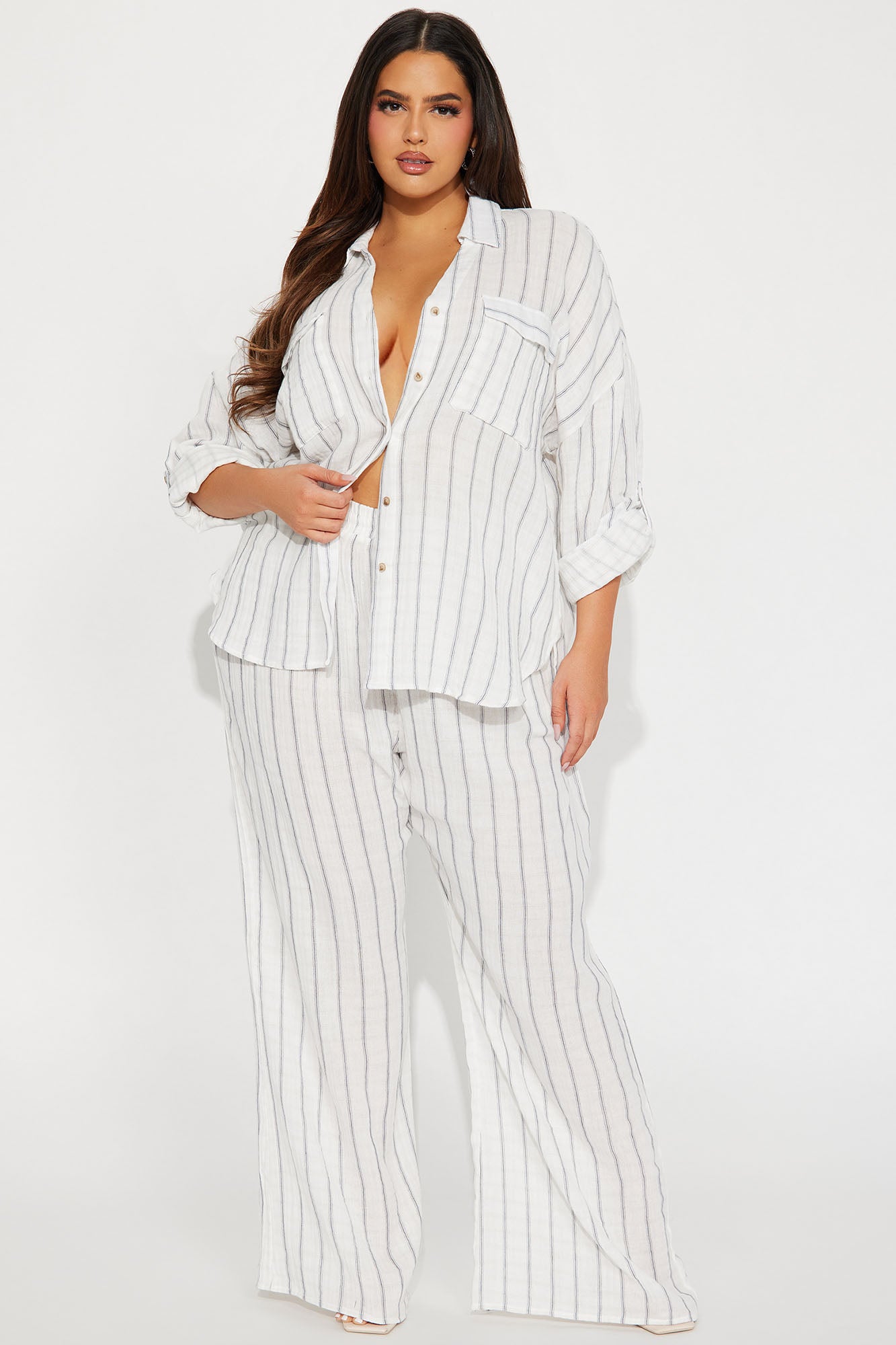 Vivianna Striped Pant Set - White - Image 4