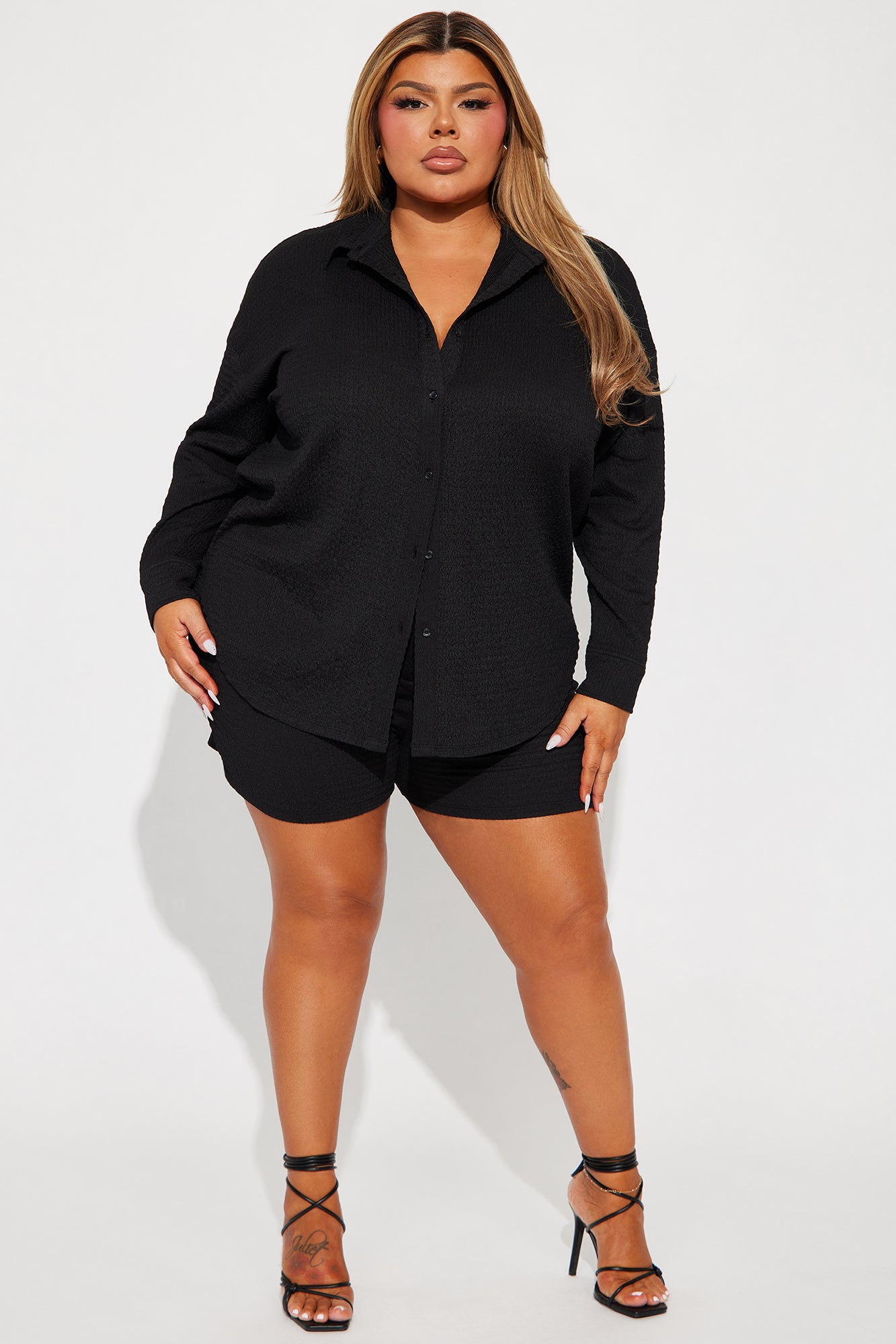 Bethany Textured Short Set - Black - Image 4