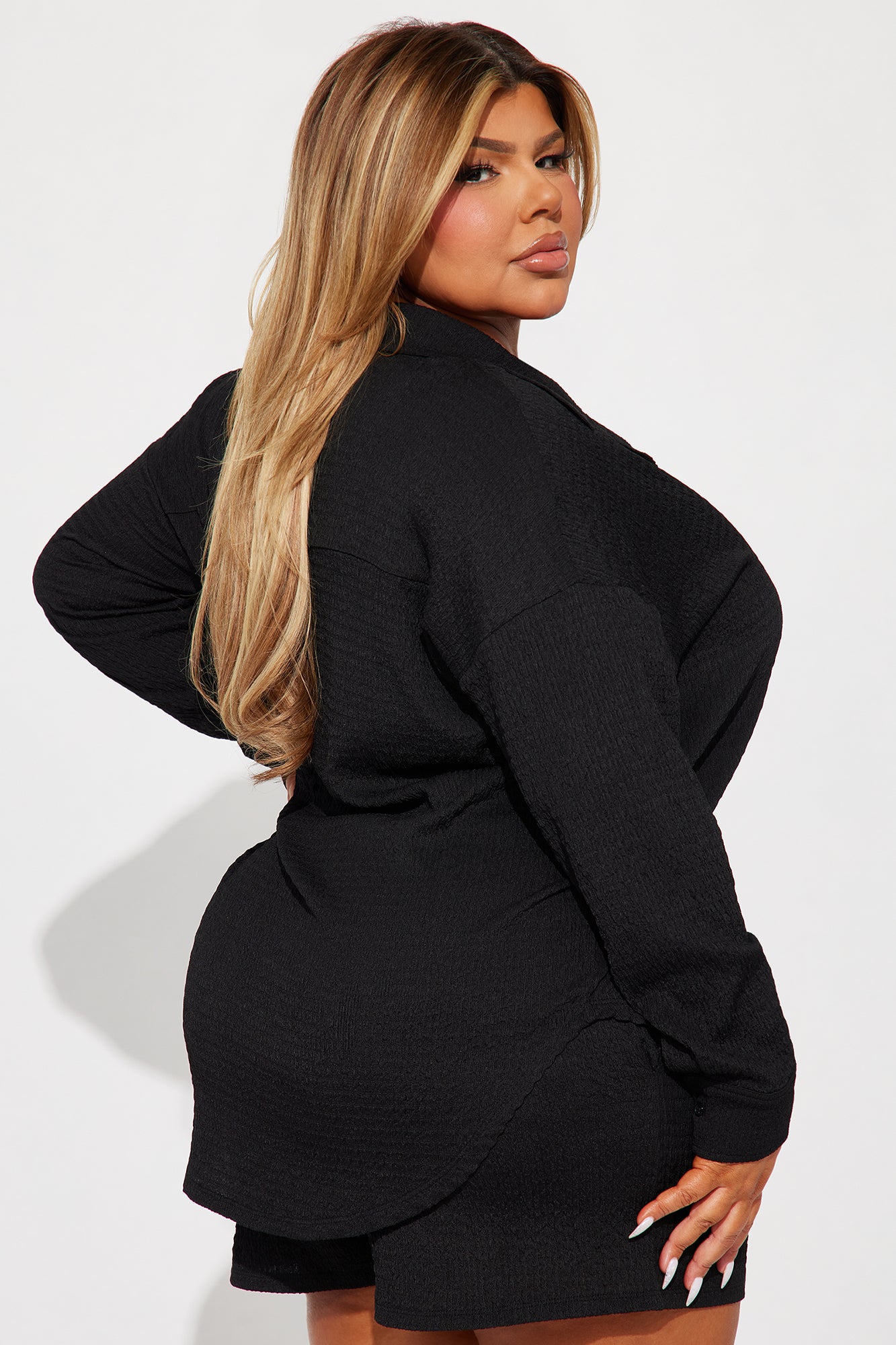 Bethany Textured Short Set - Black - Image 6