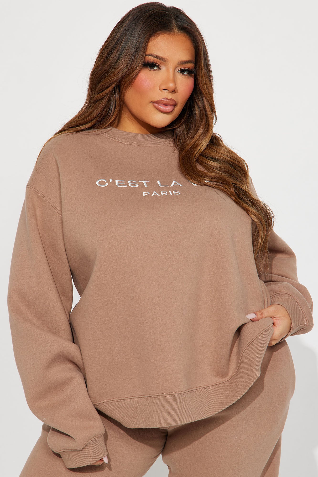 C’est La Vie Sweatpant Set - Mocha - Image 6
