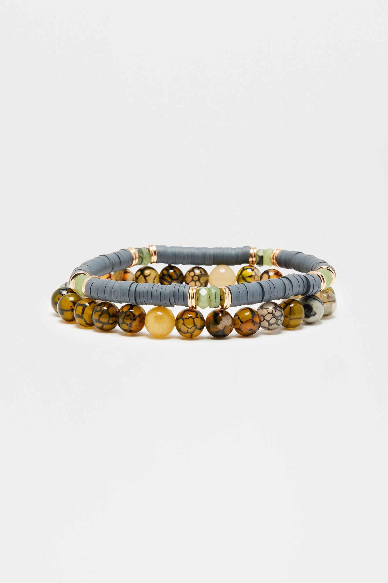 Cove Beaded Bracelet Set - Black/Green - Image 3