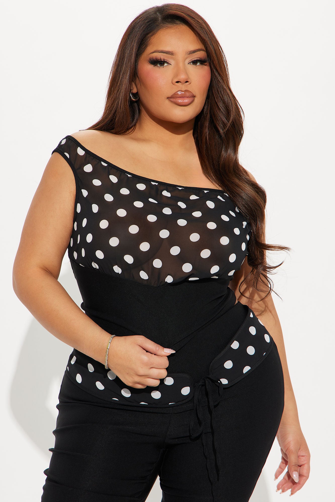 Cynthia Polka Dot Capri Pant Set - Black/combo - Image 5