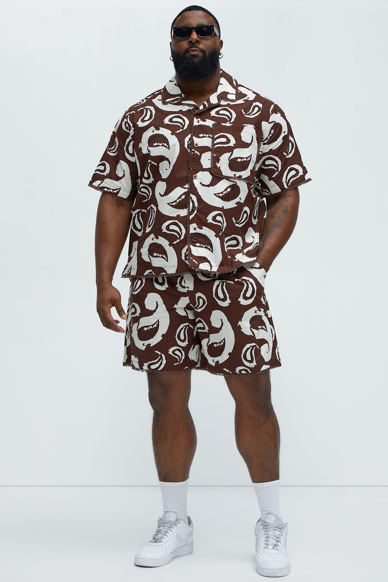 Paisley Print Frayed Shirt - Brown/combo - Image 6