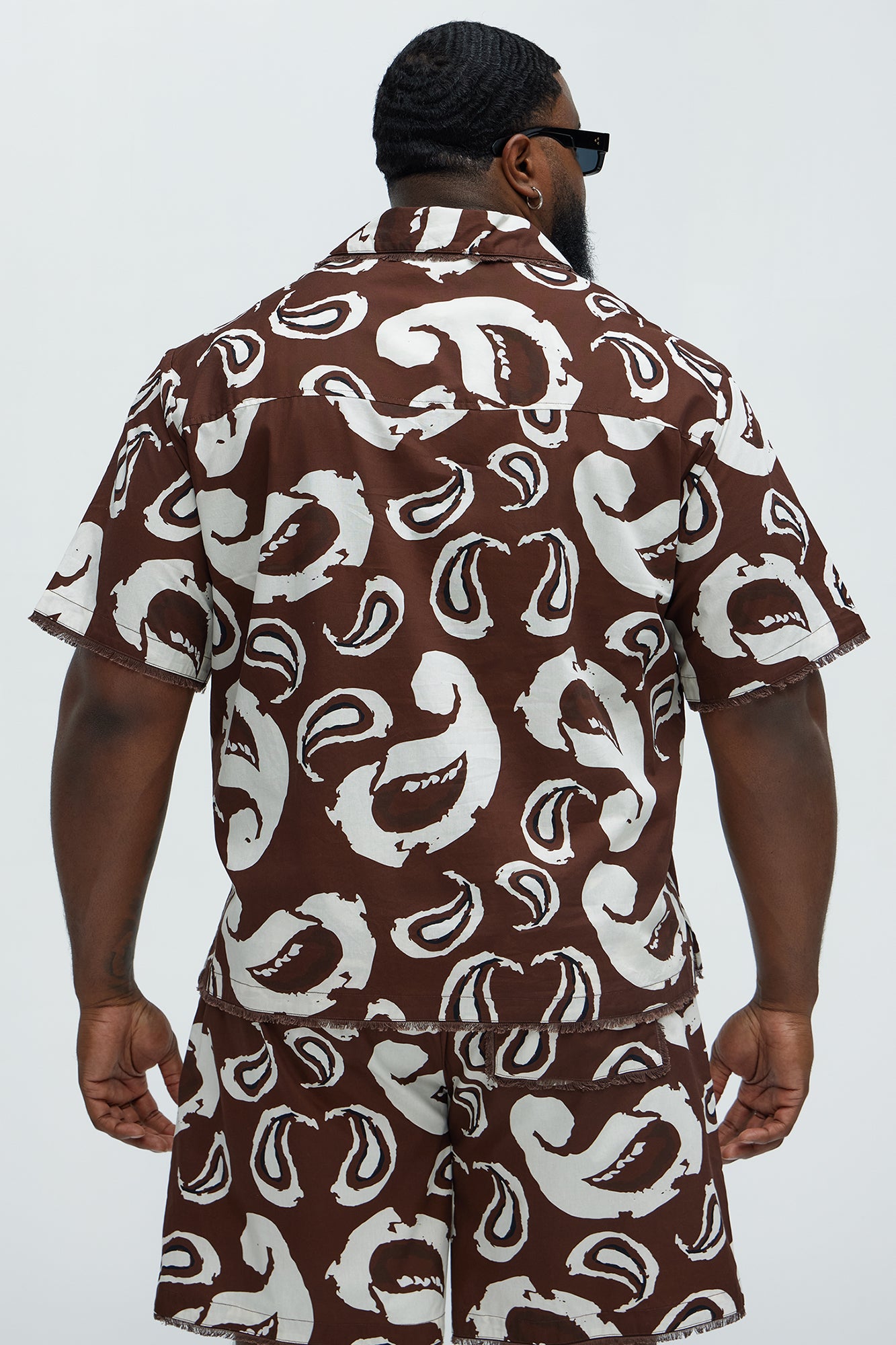Paisley Print Frayed Shirt - Brown/combo - Image 8
