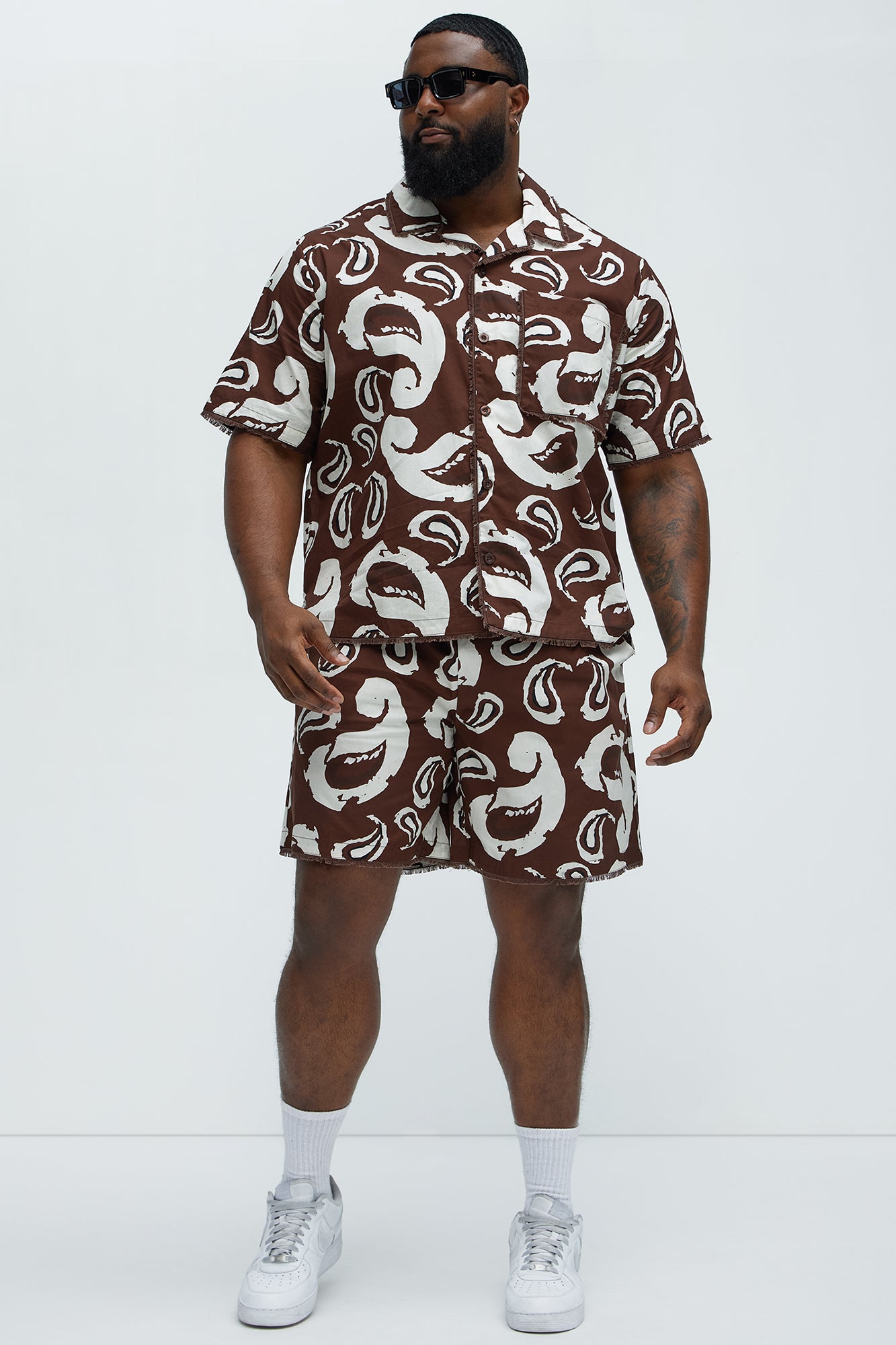 Paisley Print Frayed Shorts - Brown/combo - Image 6