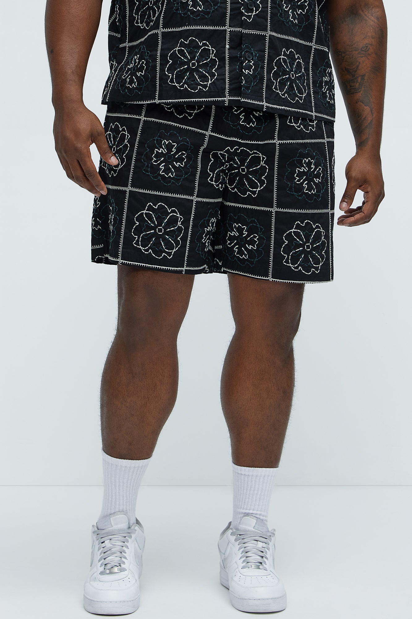Tropical Bloom Cotton Shorts - Black/combo - Image 5