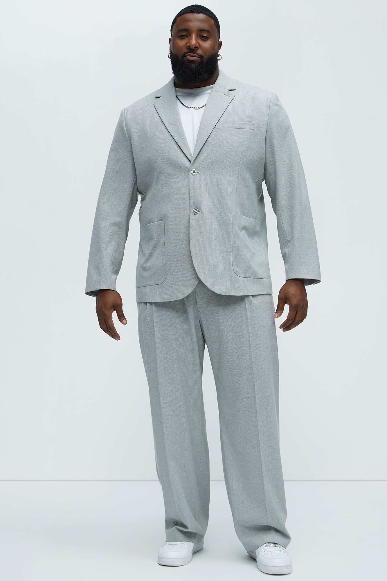 Wallace Houndstooth Texture Relaxed Tapered Trousers - Grey - Image 7