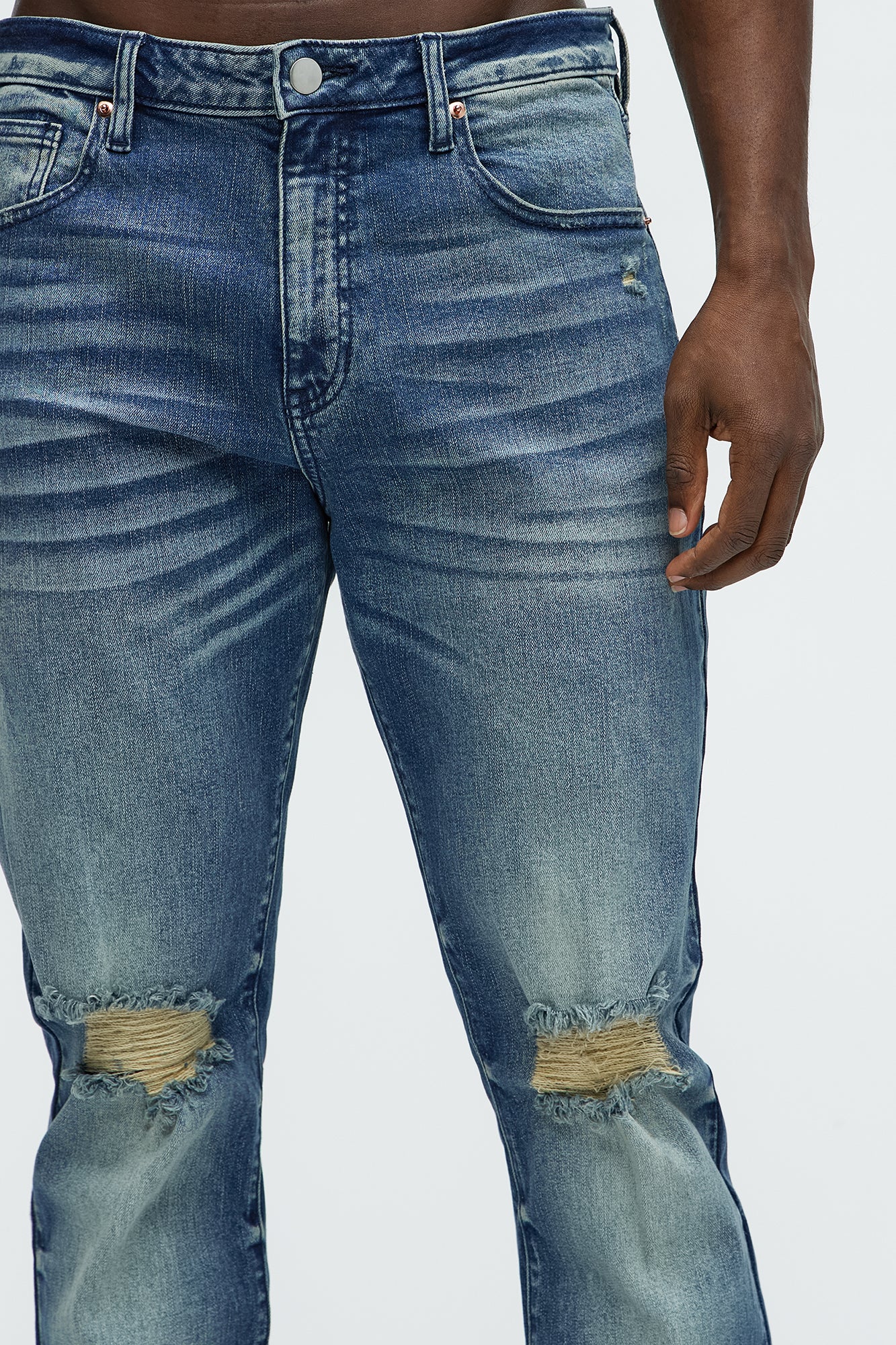Halfway There Stacked Slim Flare Jeans - Dark Wash - Image 4