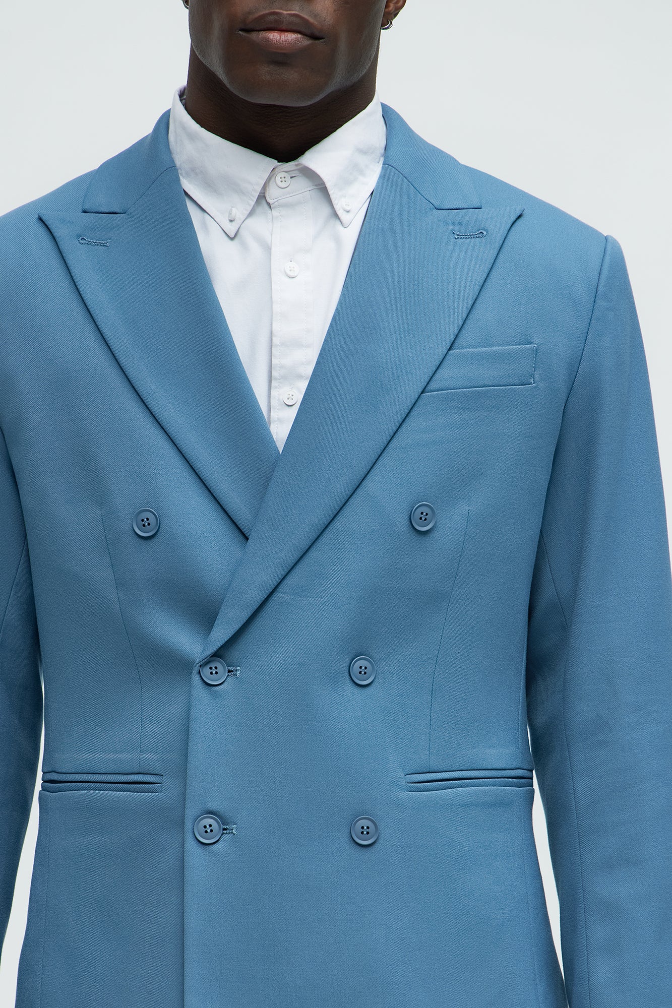 High Peak Lapel Suit Blazer - Slate Blue - Image 3