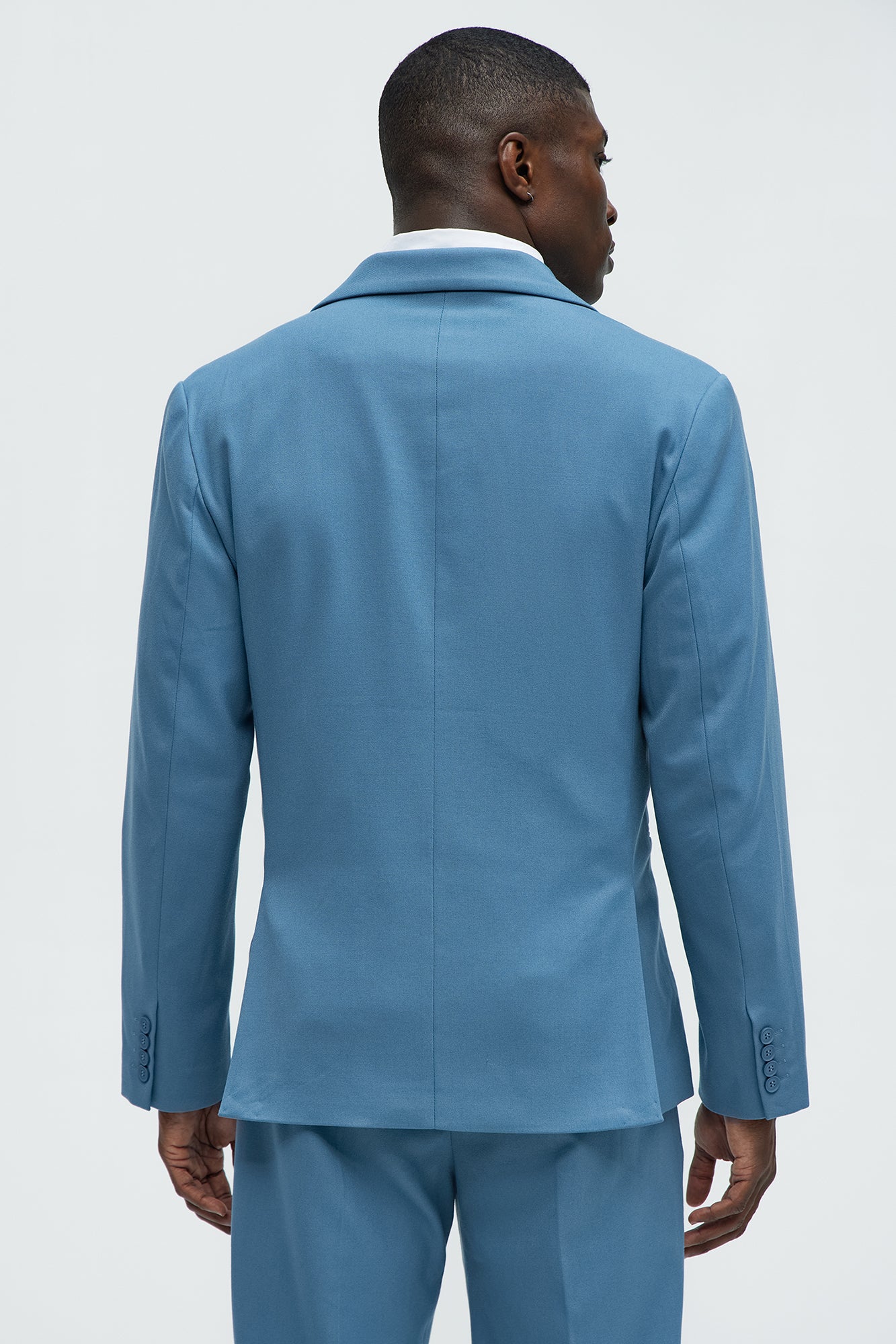 High Peak Lapel Suit Blazer - Slate Blue - Image 4