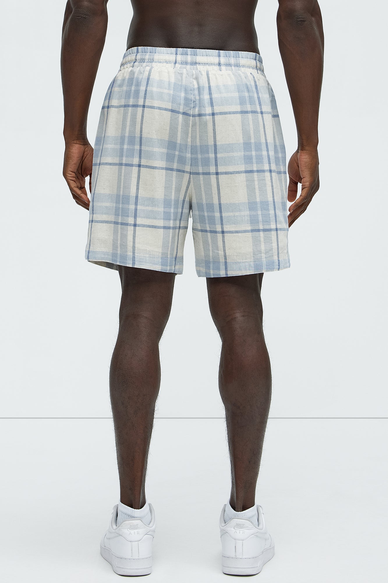 Breezy Cotton Plaid Warm Up Shorts - Blue/combo - Image 5