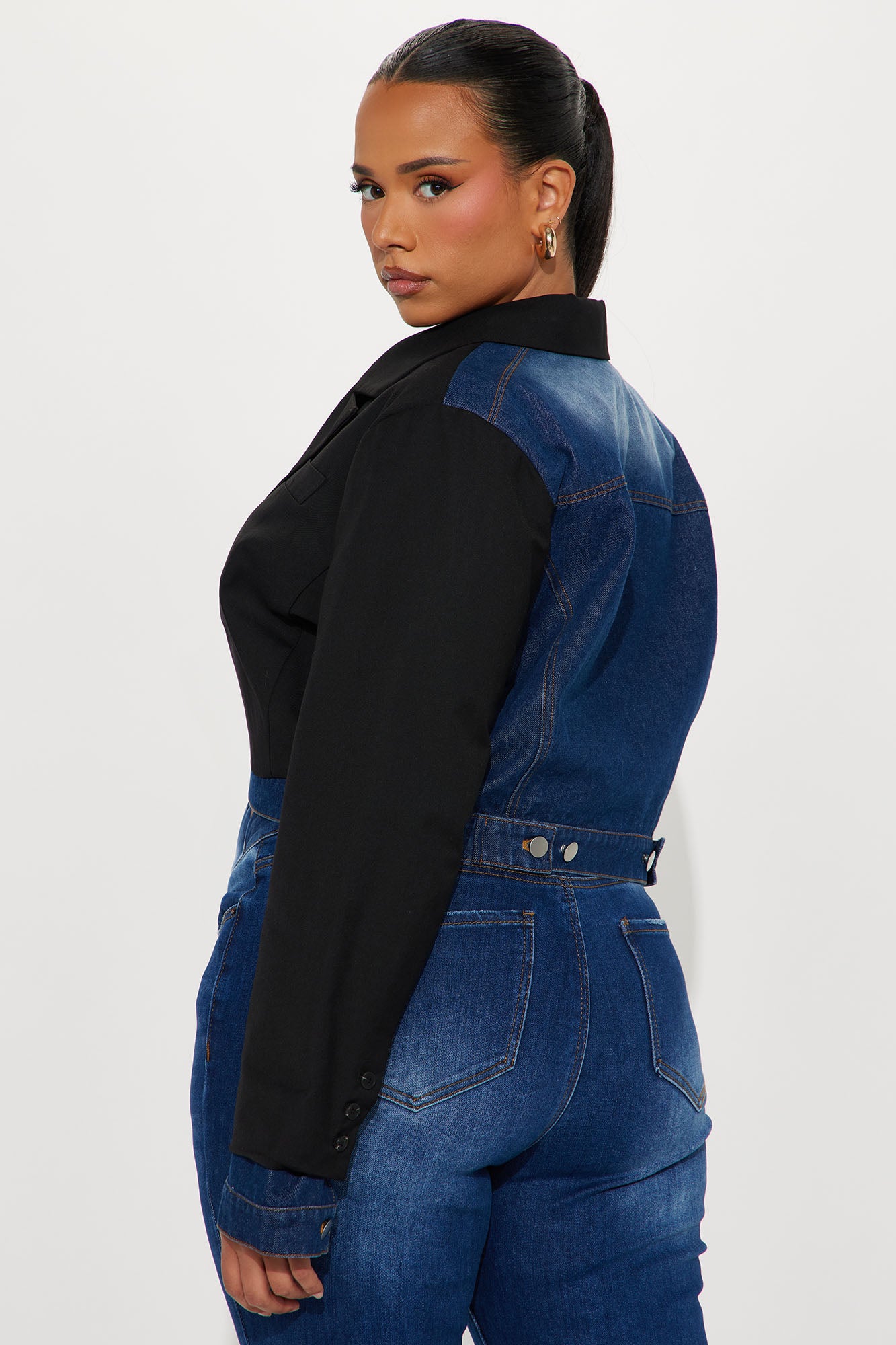 Jordan Mix Media Cropped Blazer - Black - Image 6