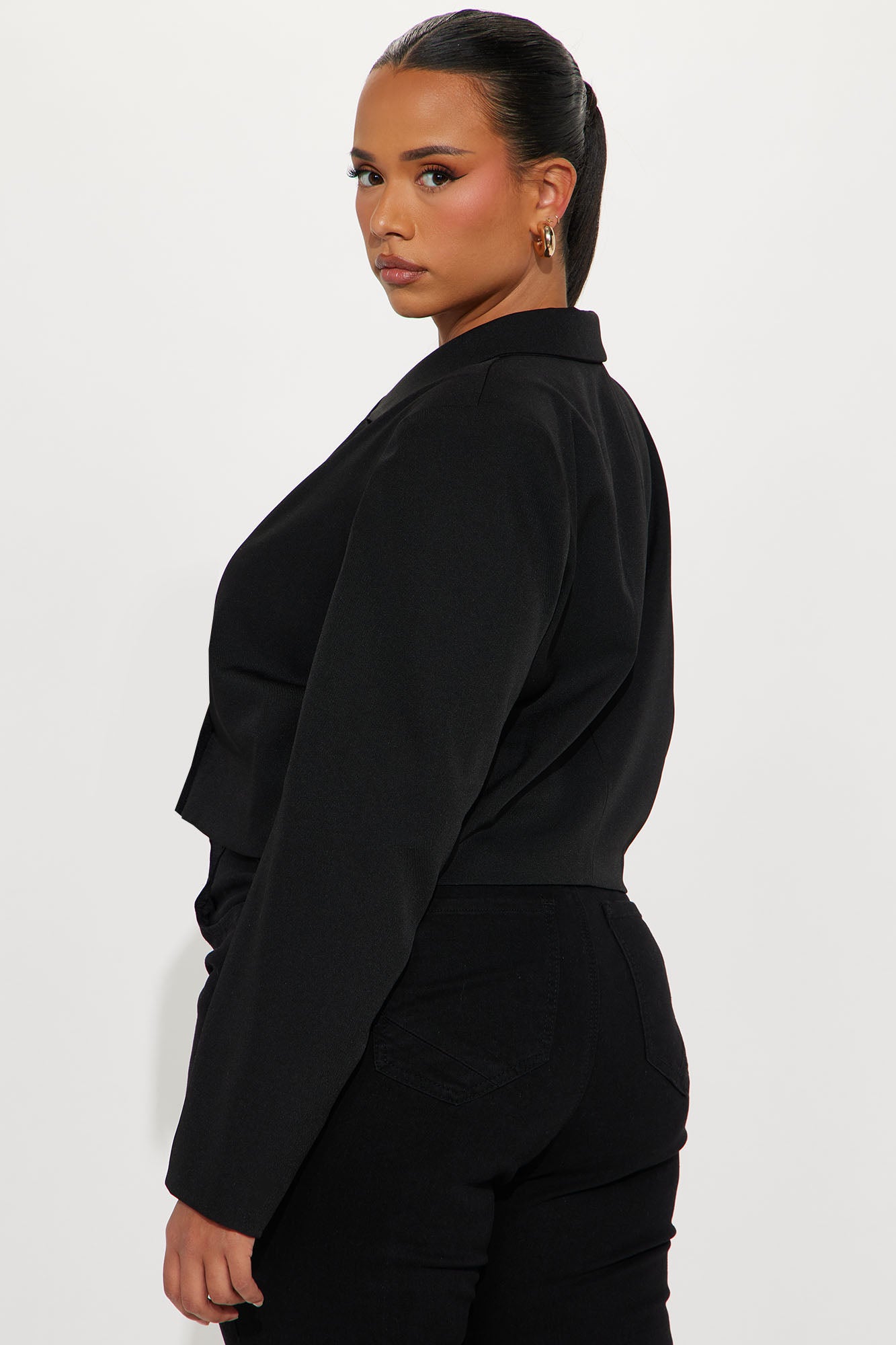 Esme Cropped Blazer - Black - Image 6