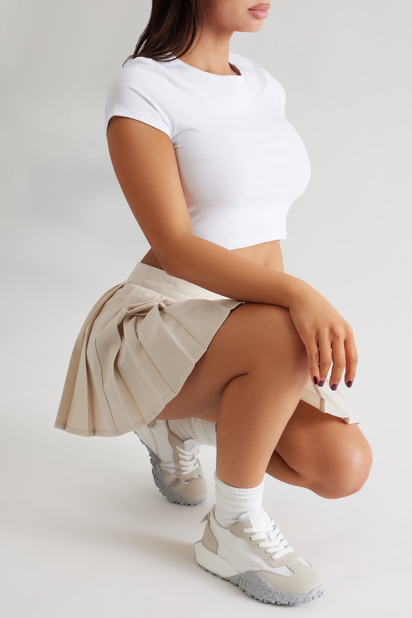 Stride Lace Up Sneakers - White - Image 4