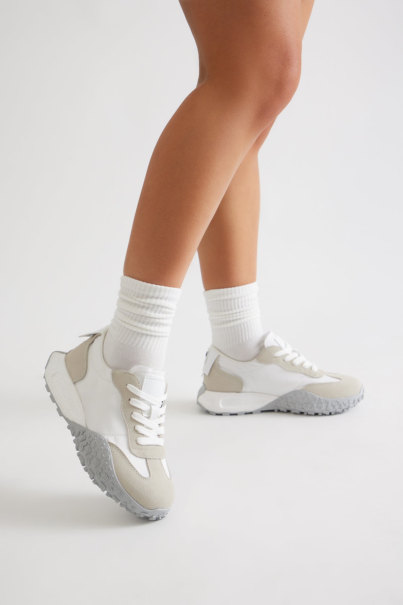 Stride Lace Up Sneakers - White - Image 3