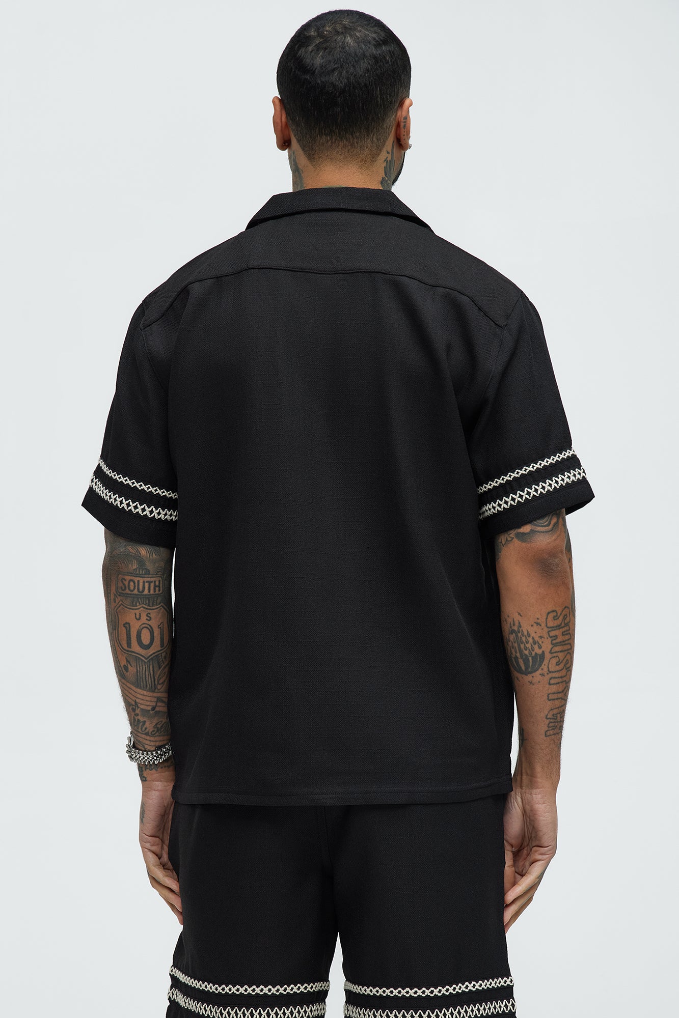 Zephyr Short Sleeve Graphic Button Down - Black - Image 4