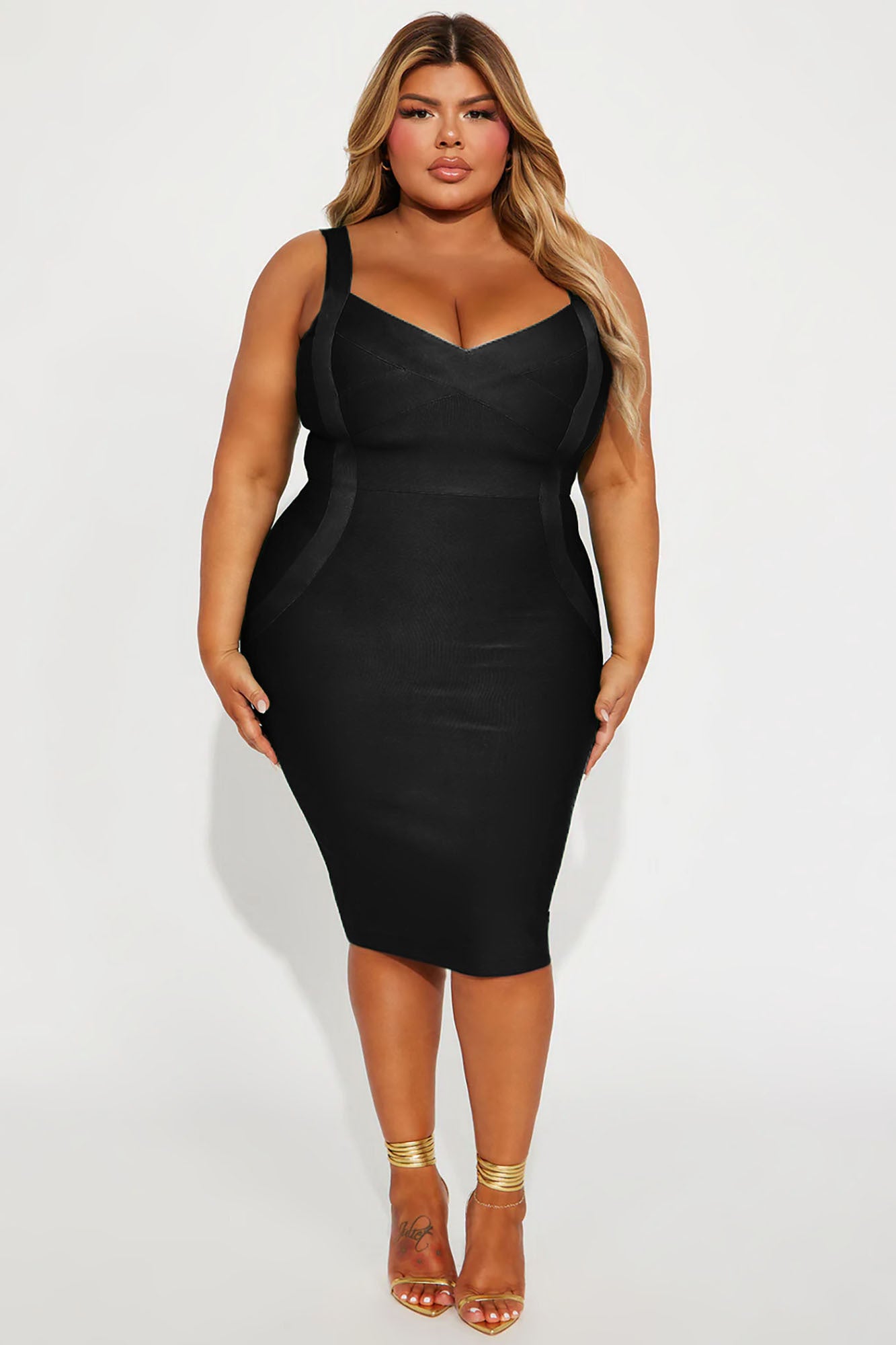 Elise Bandage Midi Dress - Black - Image 4