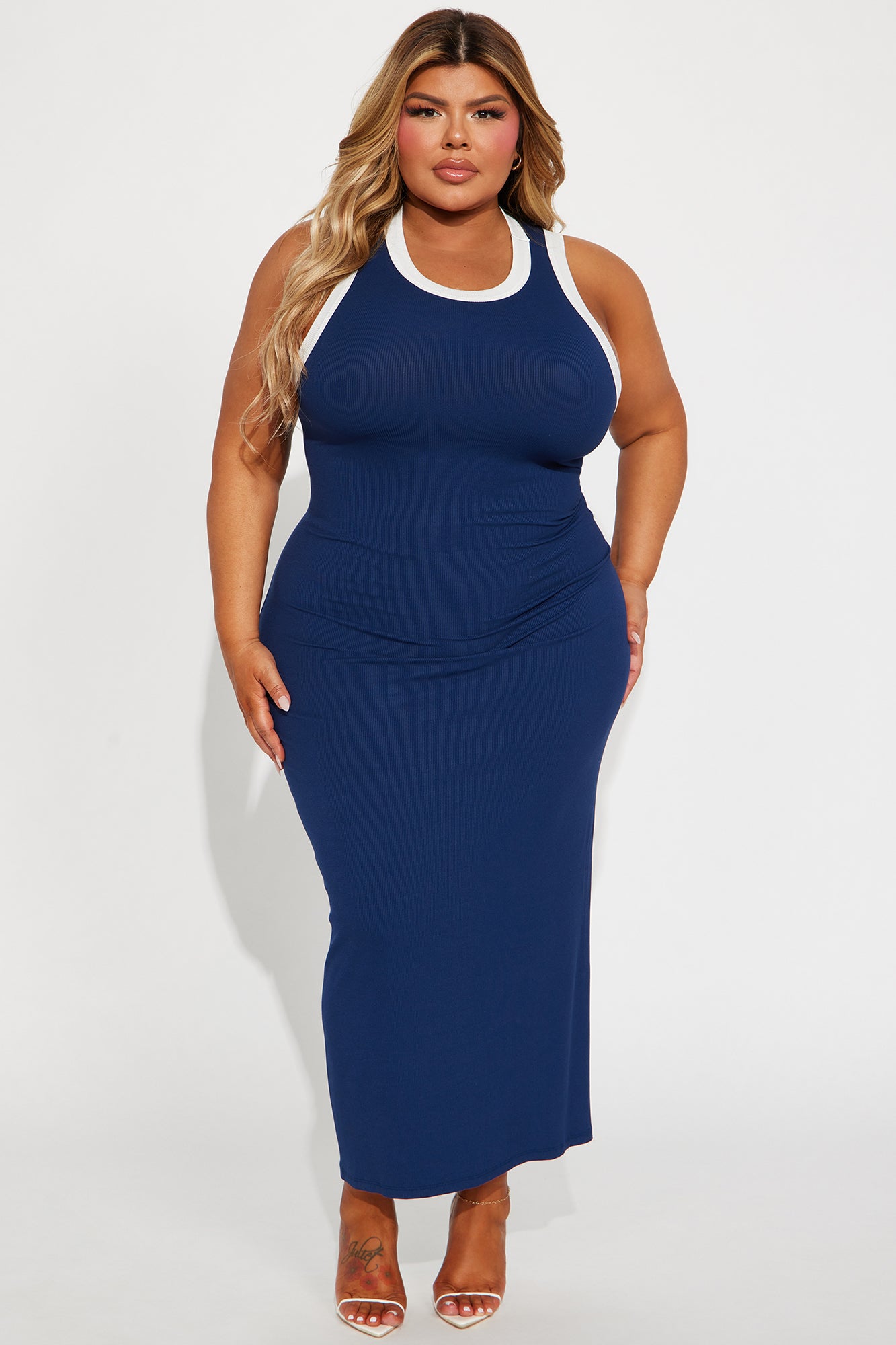 Annette High Neck Maxi Dress - Navy - Image 4