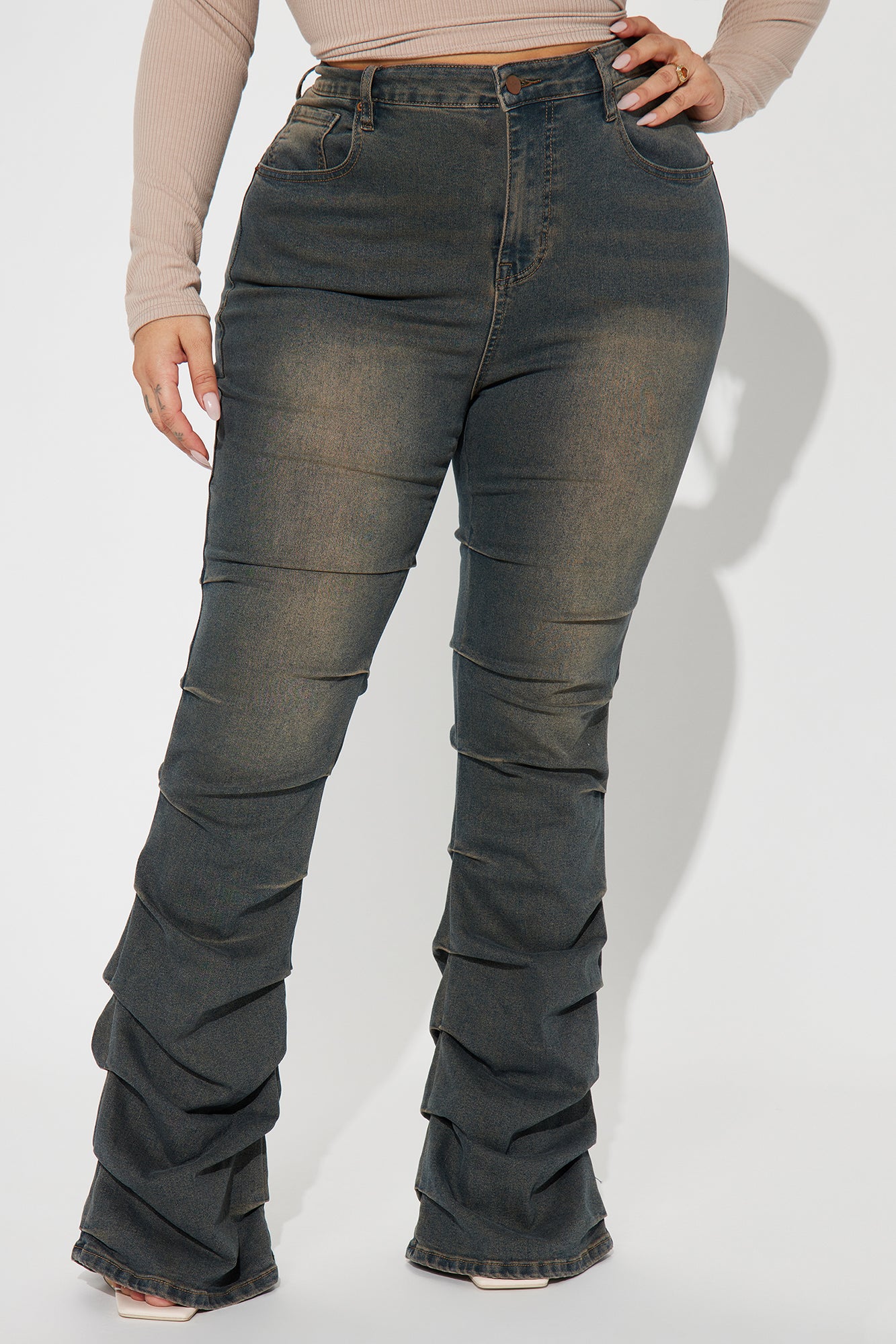 Calling For You Stacked Bootcut Jeans - Dark Wash - Image 5