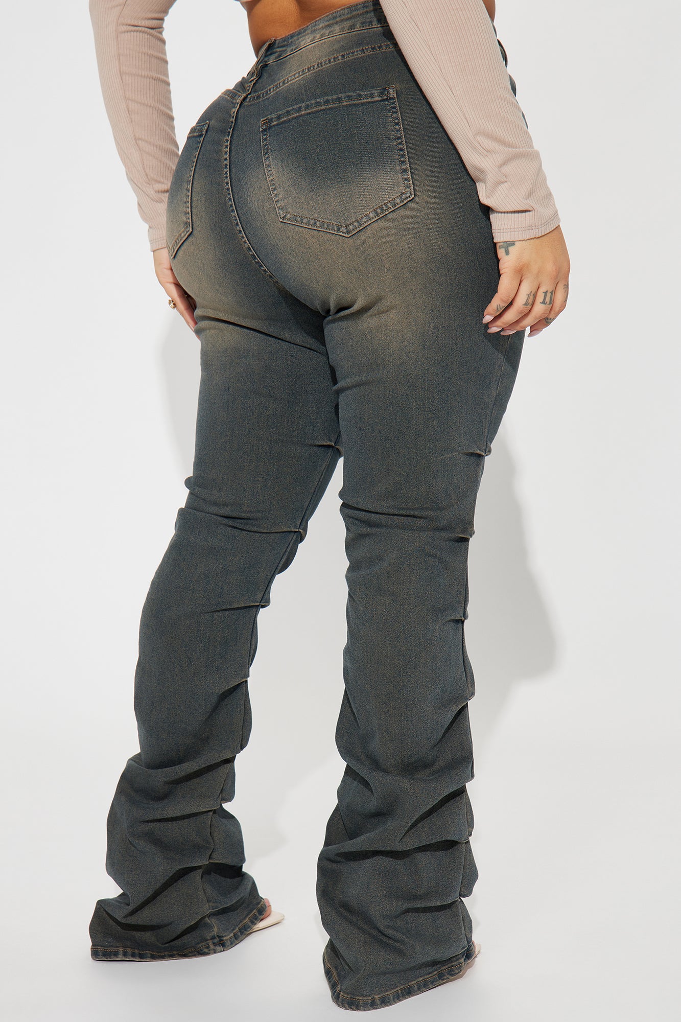 Calling For You Stacked Bootcut Jeans - Dark Wash - Image 6