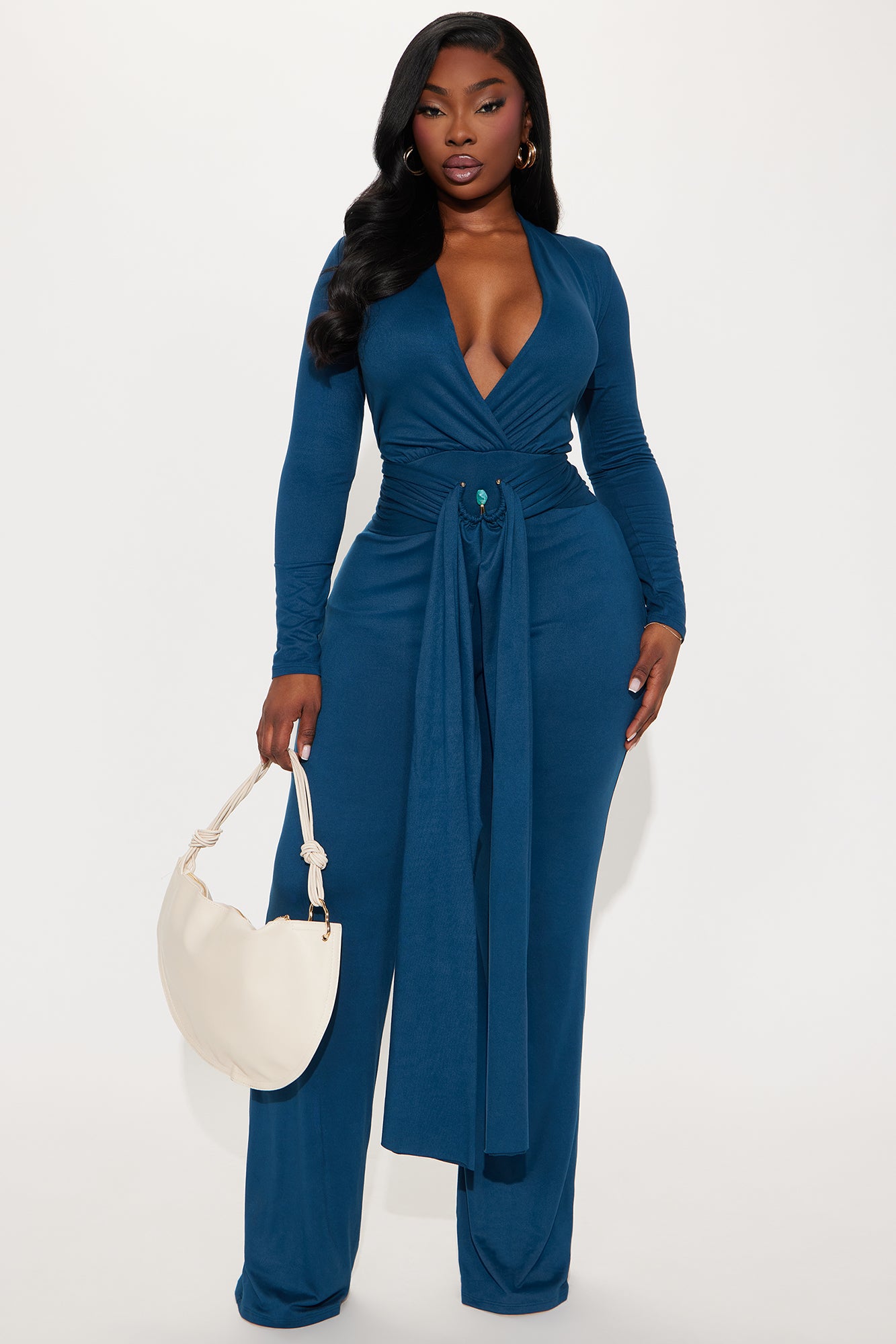 Zoe Belted Jumpsuit - Teal - Image 4