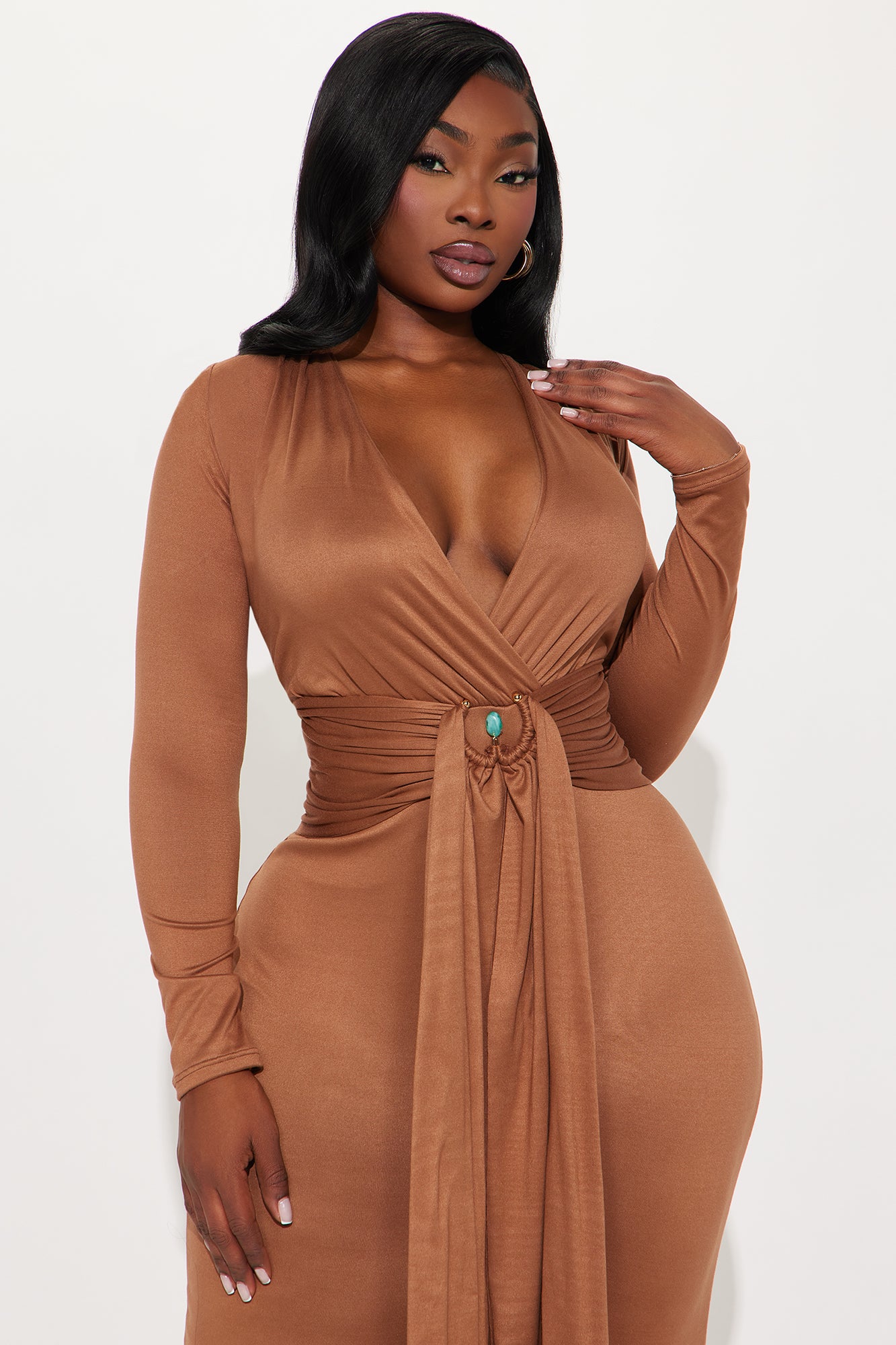 Zoe Belted Jumpsuit - Mocha - Image 5