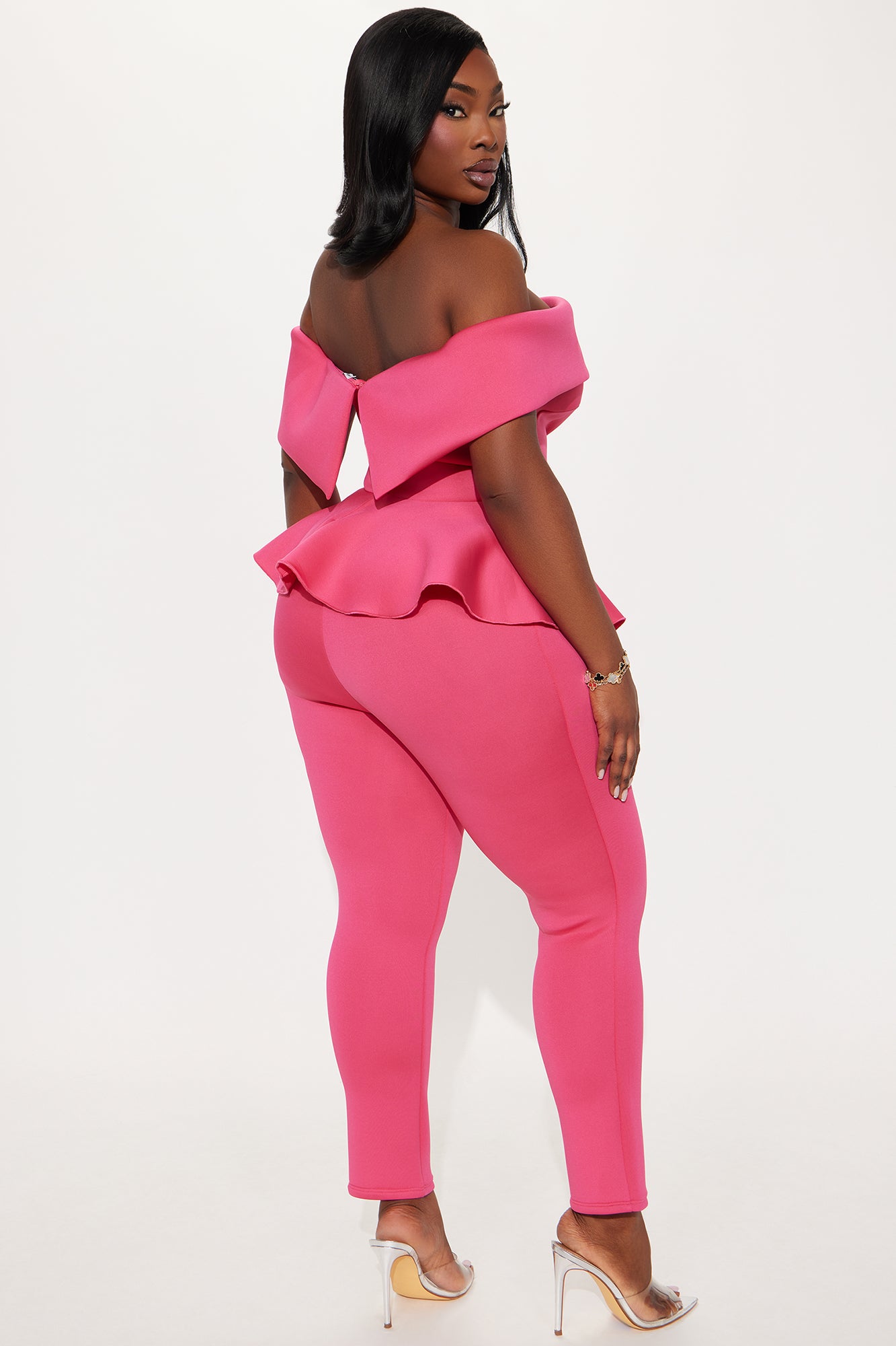 My Pretty Peplum Pant Set - Fuchsia - Image 6