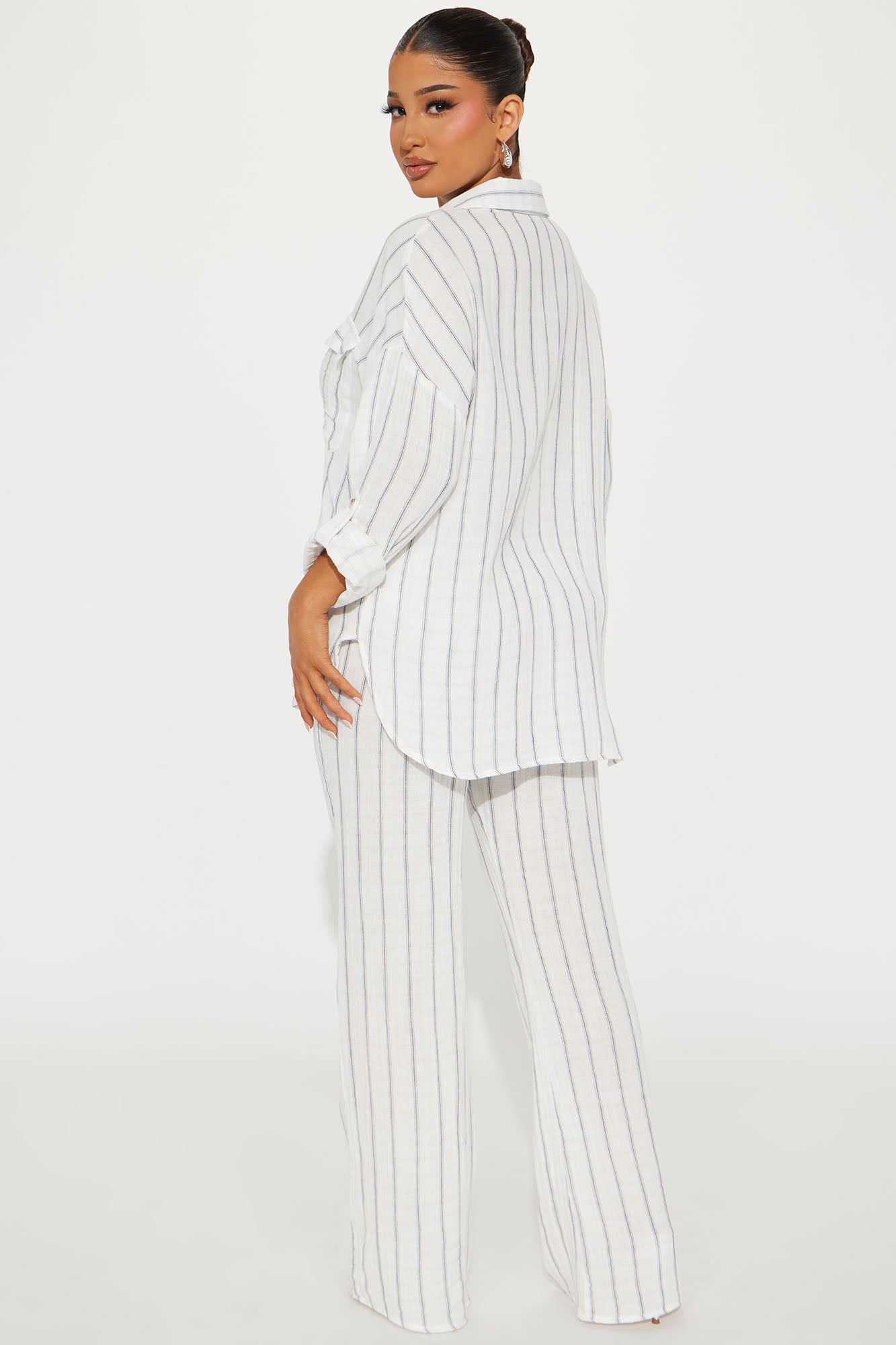 Vivianna Striped Pant Set - White - Image 3